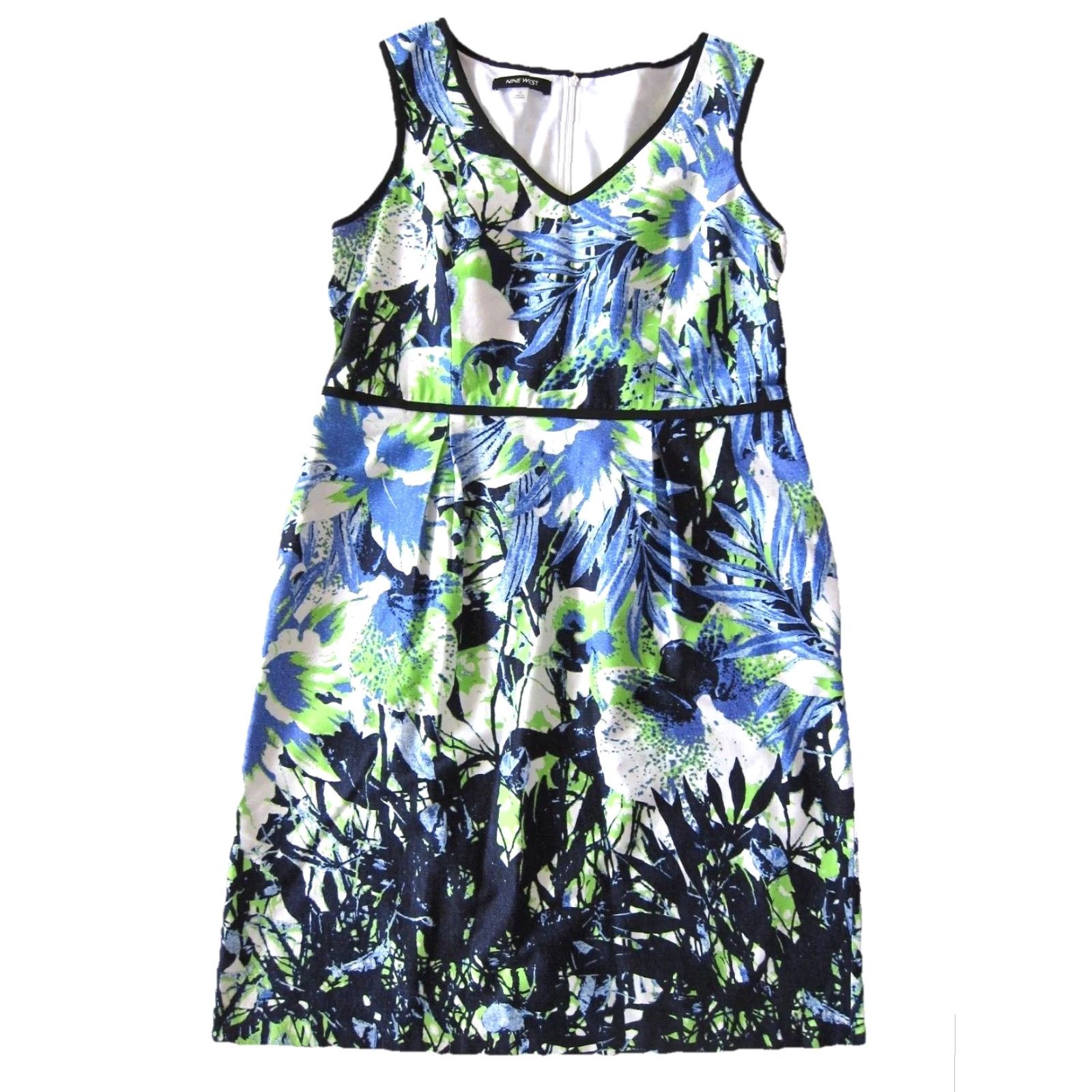 Nine West Nine West Floral Pocket ALine Tank Dress 12 Womens Green Blue White Black Embercharm Size XL / US 12-14 / IT 48-50 - 2 Thumbnail