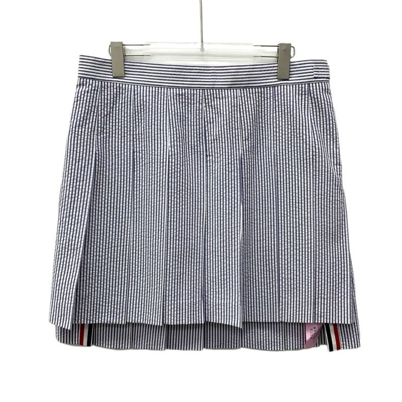 Thom Browne Thom browne Light blue striped cotton casual pleated skirt Size 30" / US 8 / IT 44 - 1 Thumbnail