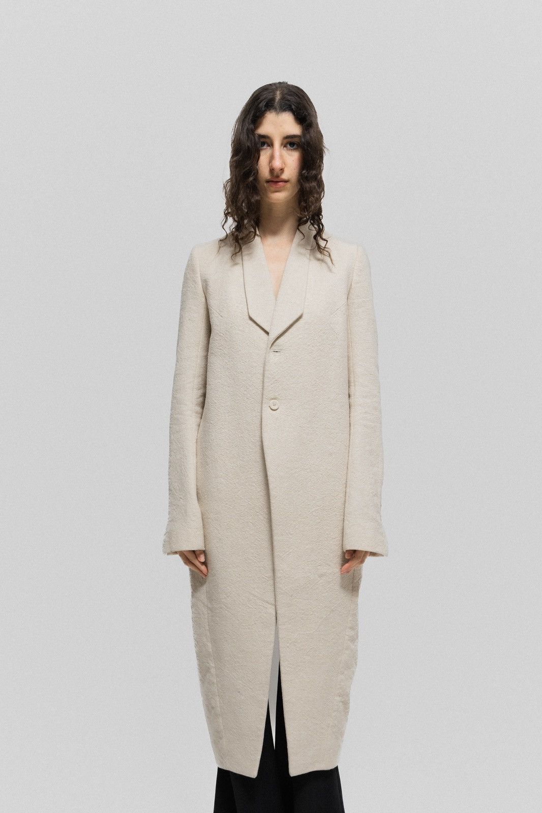 image of Rick Owens - Fw16 Linen Tusk Coat W/ Honey Dipped Tag in Vanilla, Women's (Size XS)