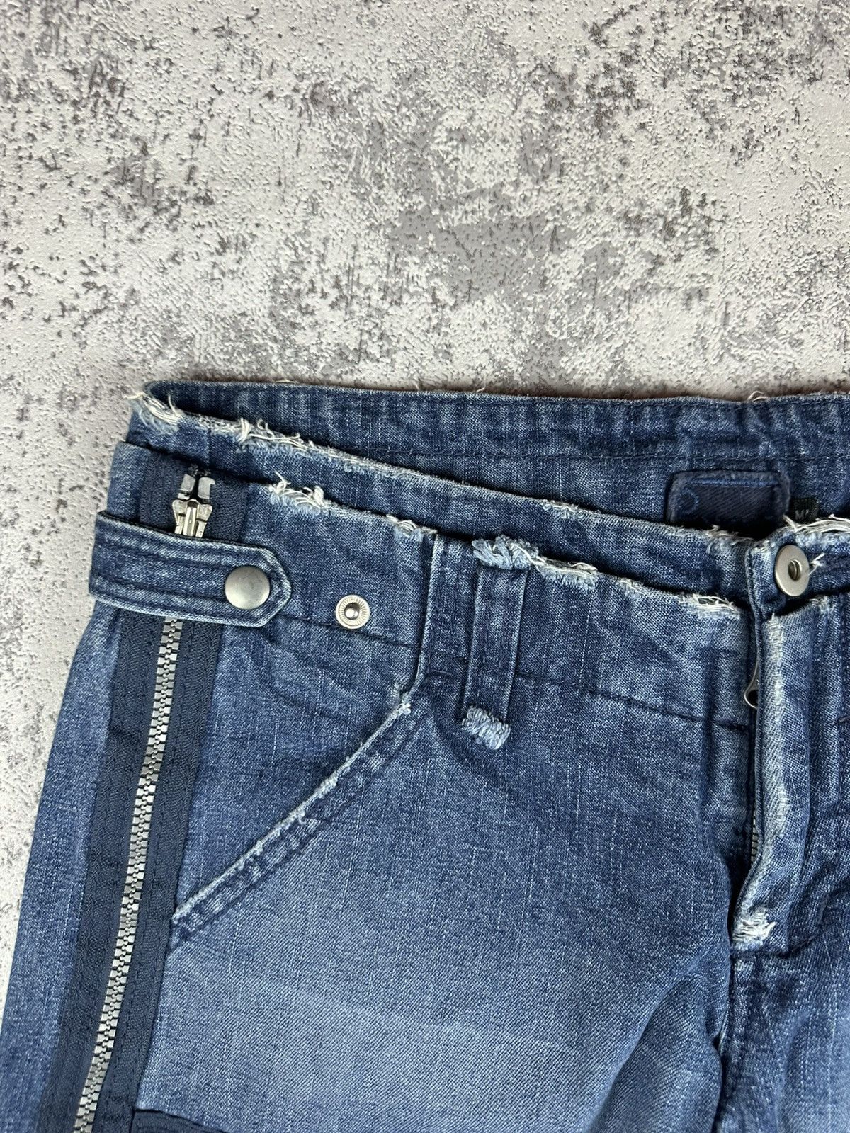 Designer Cargo Jeans Baggy Blue Zip-Off Utility Wide Fit Techwear Size US 32 / EU 48 - 8 Thumbnail