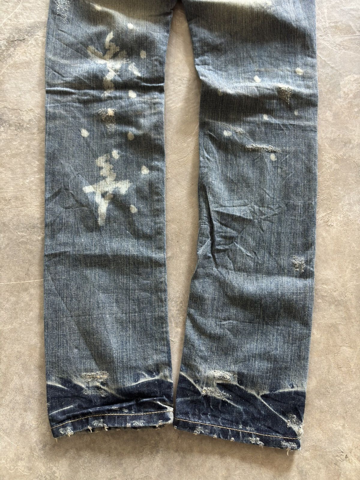 Japanese Brand COOK JEANS distressed japanese punk rockstar grunge low rise Size US 27 - 20 Thumbnail