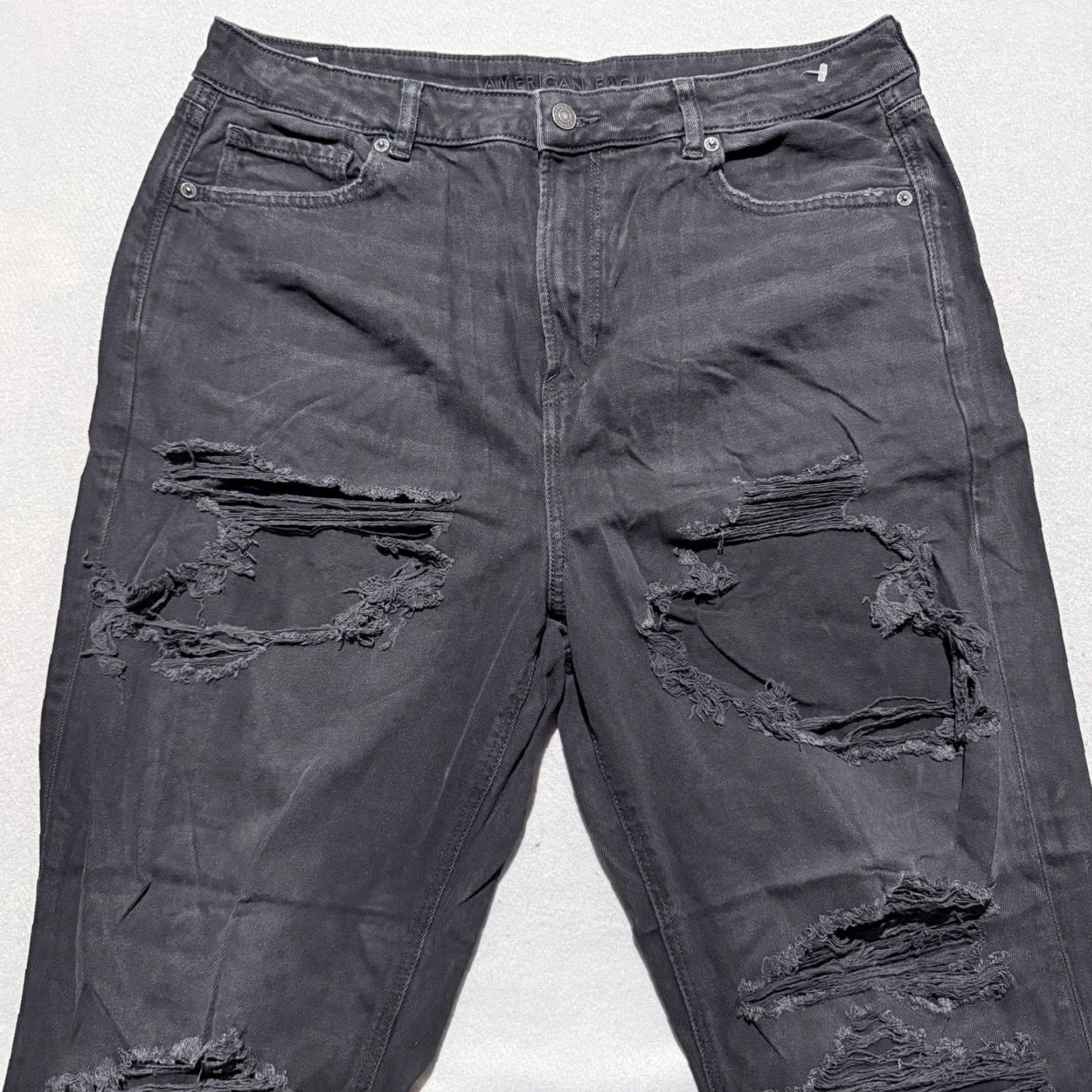American Eagle Outfitters American Eagle Mom Jeans Jeans Women Black Distressed High Rise 16 Medium Look Bohemian Retro 90s Womens Size 38" / US 16 / IT 52 - 3 Thumbnail