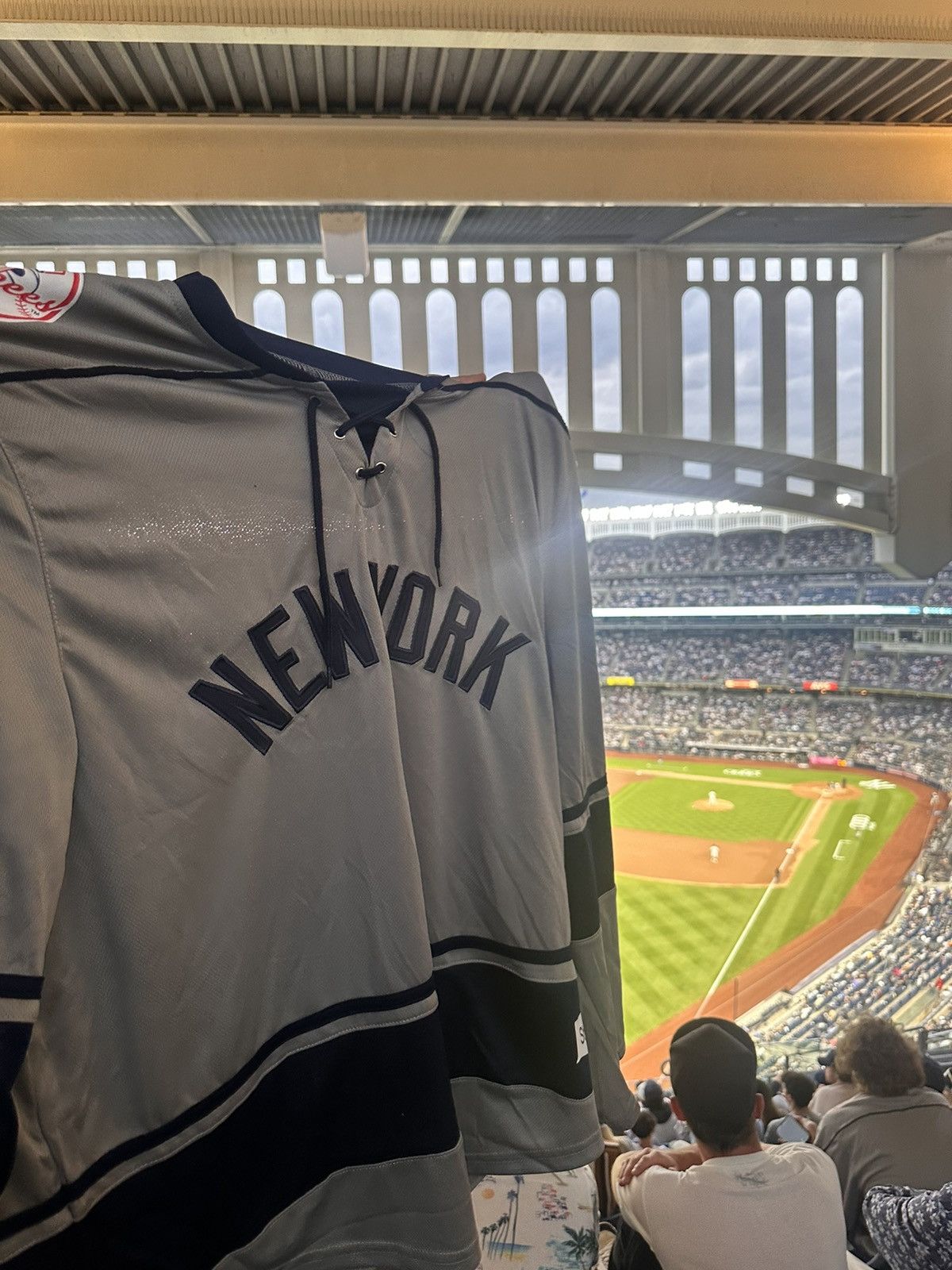 image of New York Yankees Yankees Hockey Jersey in Grey, Men's (Size XL)