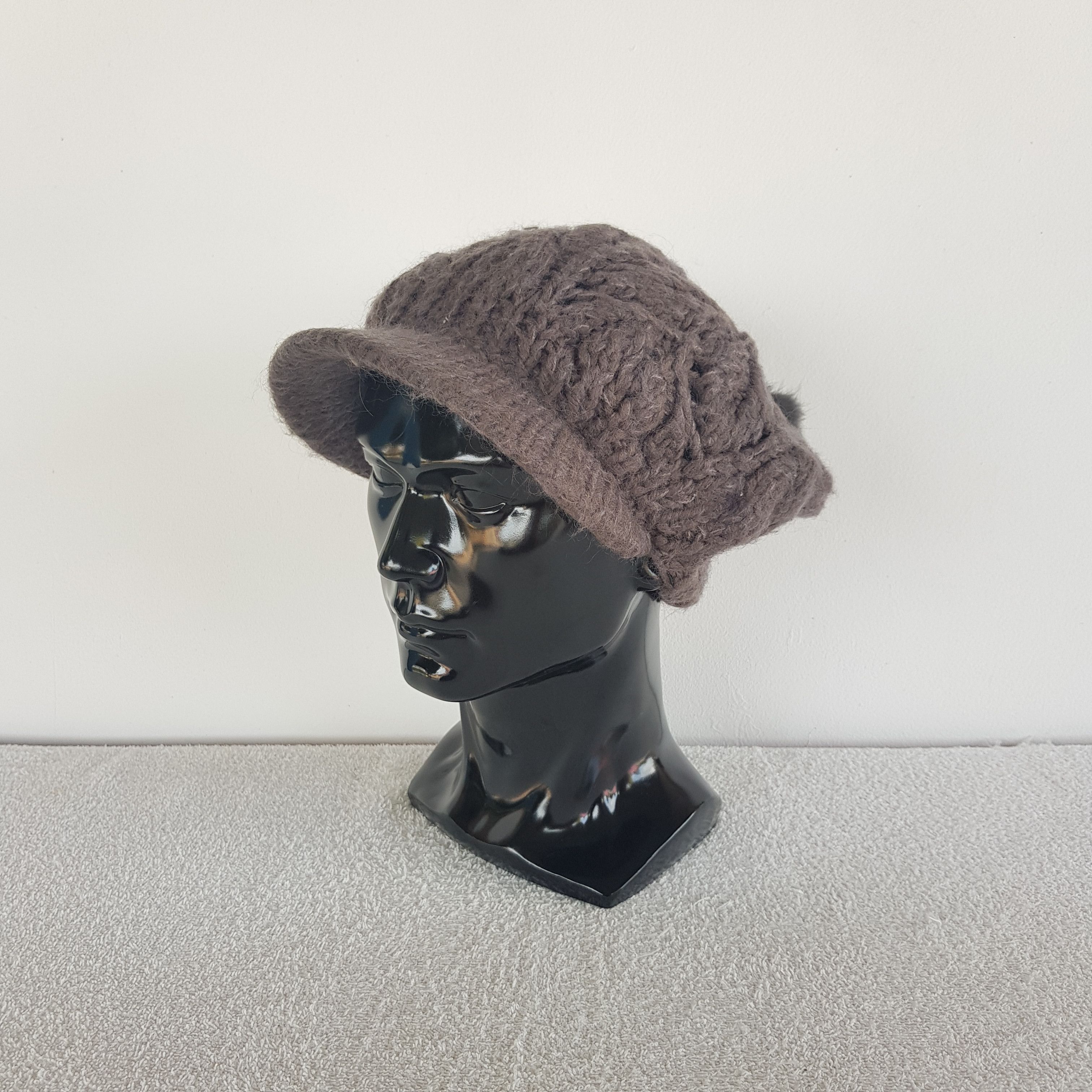 Homespun Knitwear Vintage Yaokichi Brim Knit Crochet Beanie Snow Caps Hats. Size ONE SIZE - 1 Thumbnail