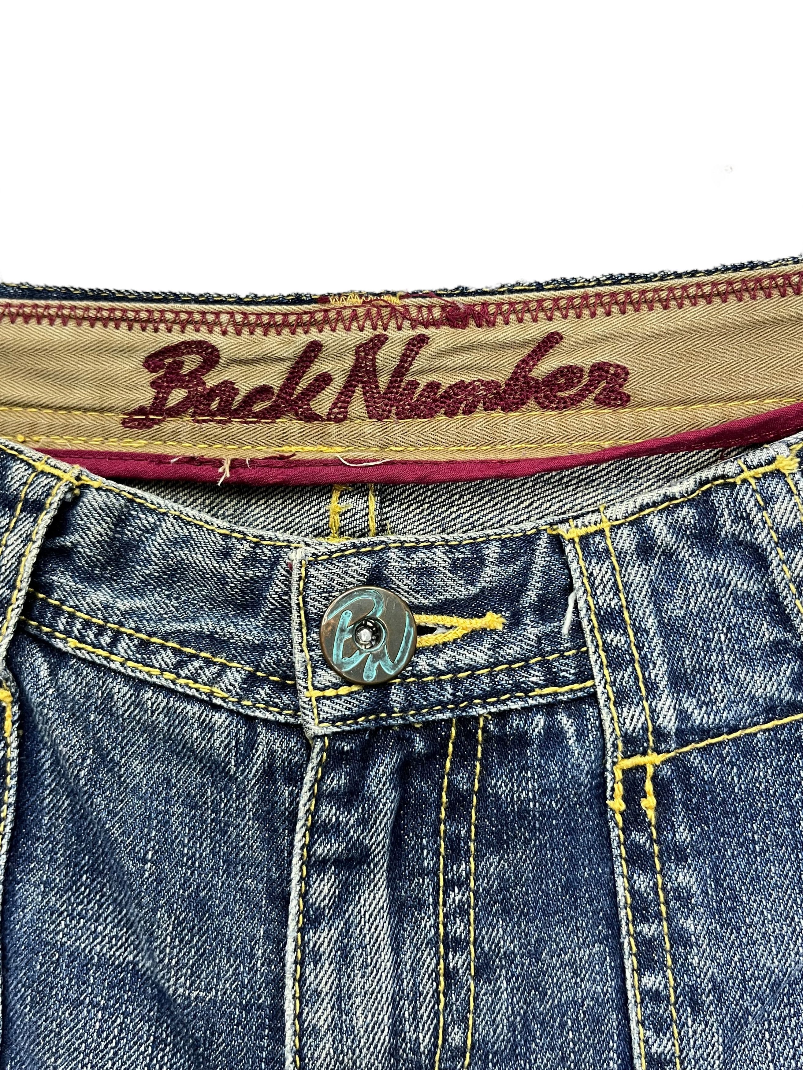 Japanese Brand FYE🔥Vtg BACK NUMBER Art Patchwork Sashiko Style Bush Flare Size 28" / US 6 / IT 42 - 7 Thumbnail