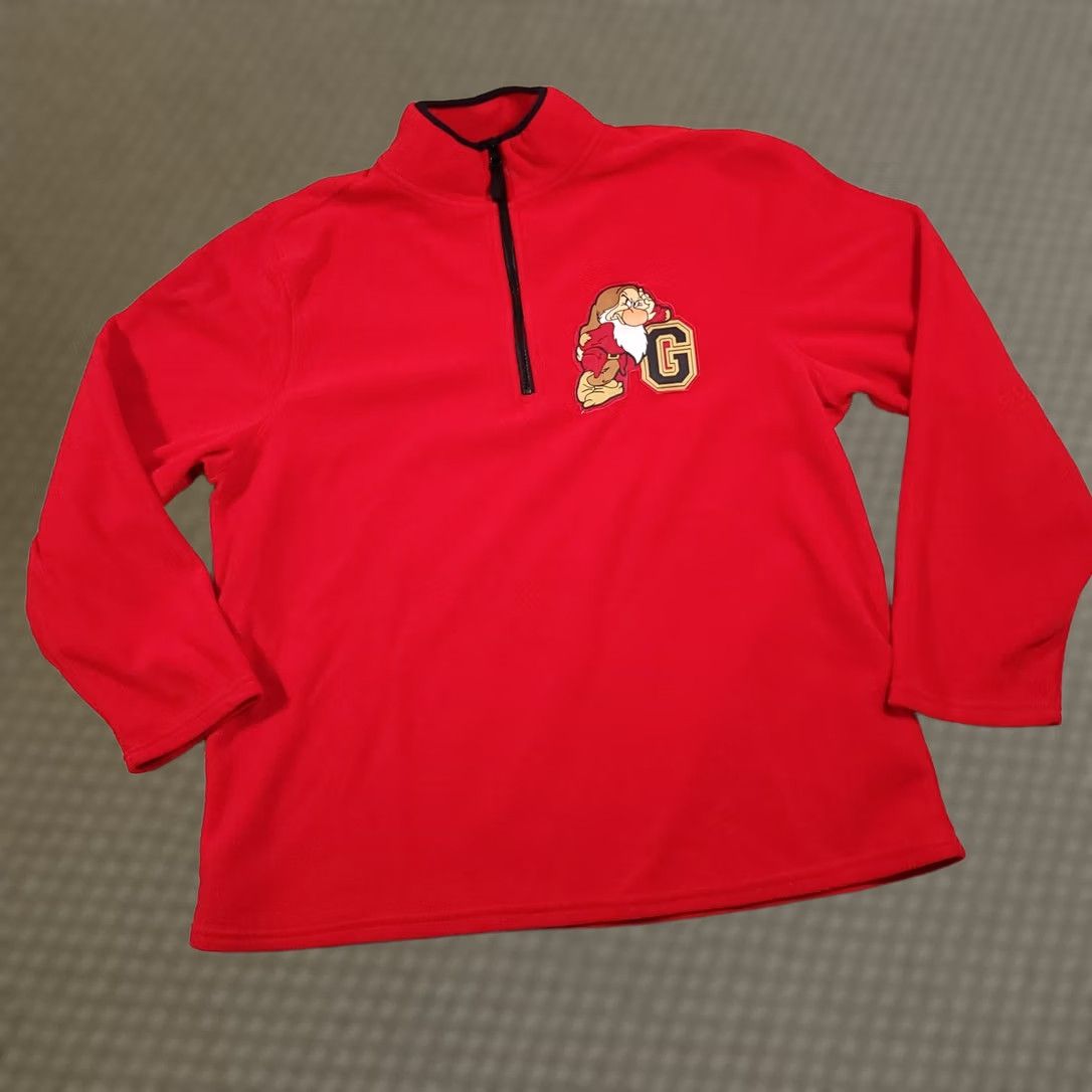 Disney VINTAGE Disney Disney Store Fleece 1/4 Zip Sweatshirt Red Grumpy Dwarf Embroidered Mens Large Sweatshirt Size US L / EU 52-54 / 3 - 1 Thumbnail