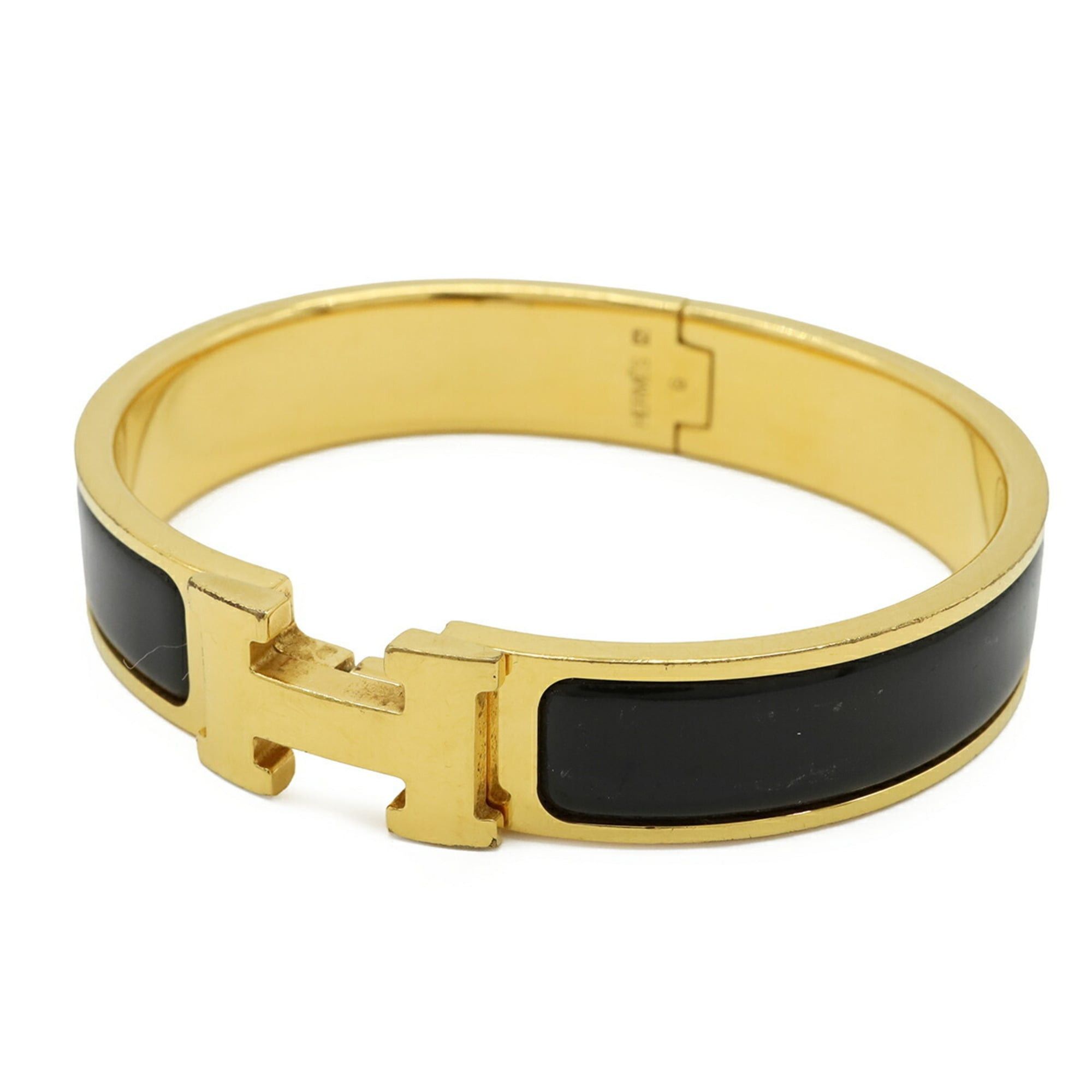 Hermes HERMES Click H PM Bracelet Bangle Enamel GP Gold Plated Black Size ONE SIZE - 1 Thumbnail