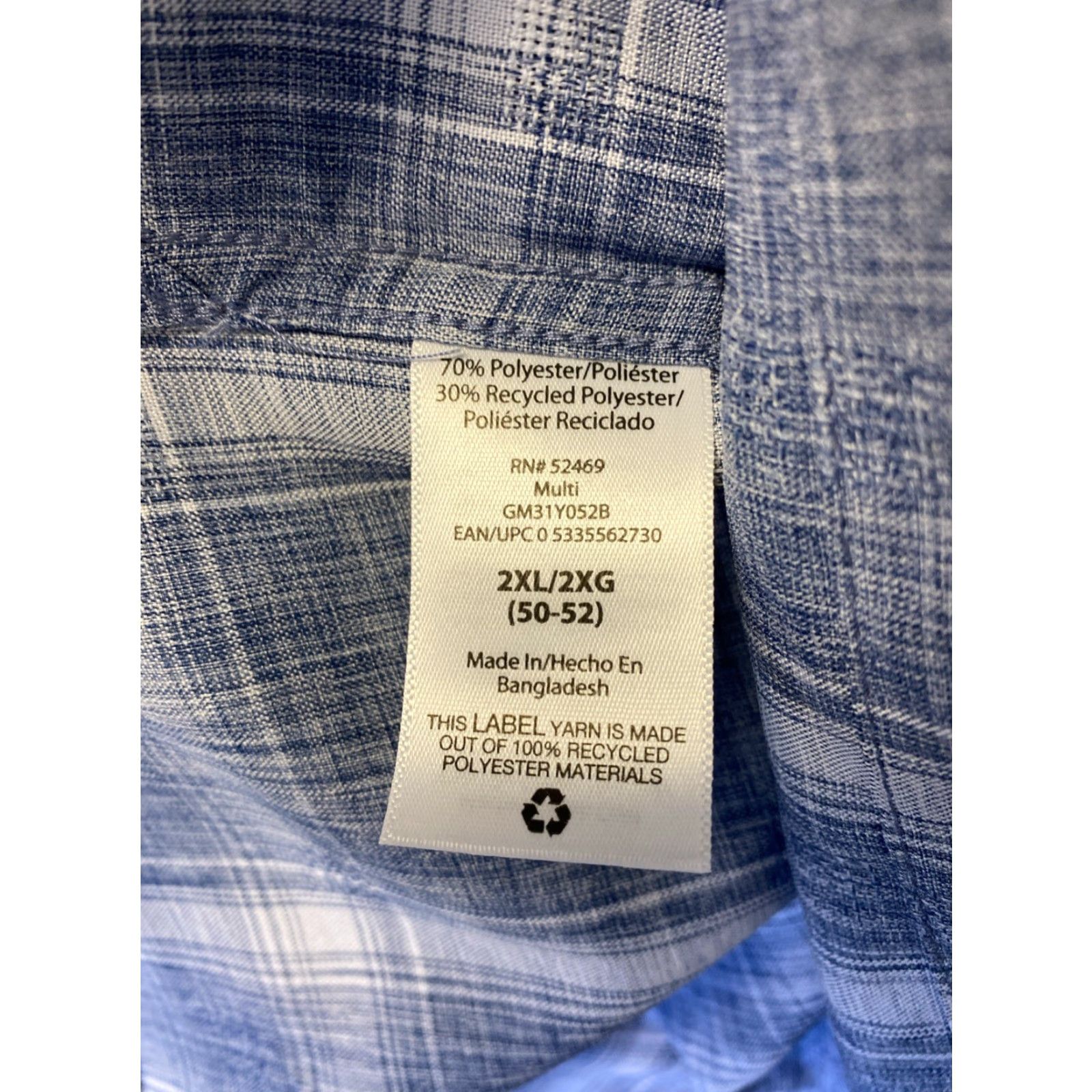 George George Button-Up Shirt 2XL Blue Jacquard Plaid Short Sleeve Relaxed Fit Mens Size US XXL / EU 58 / 5 - 7 Thumbnail