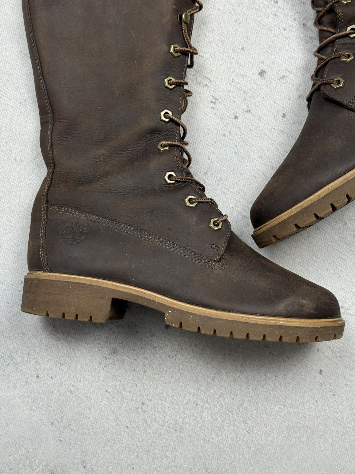Timberland Vintage Timberland Tall Lace-Up Leather Boots Brown Women’s Size US 7 / IT 37 - 3 Thumbnail