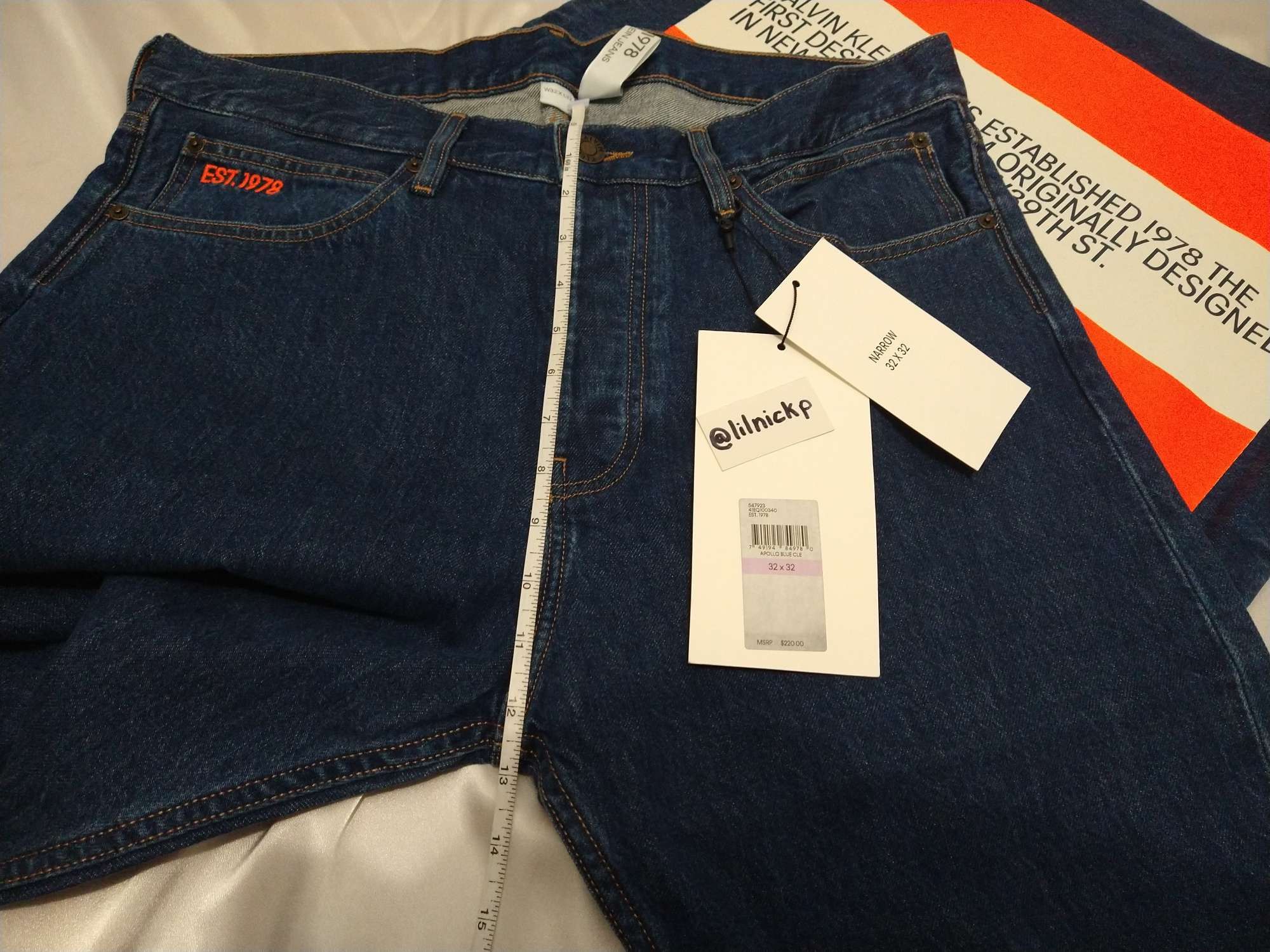 Calvin Klein 205W39NYC EST. 1978 Narrow Leg Apollo Blue Jeans Size US 32 / EU 48 - 8 Thumbnail
