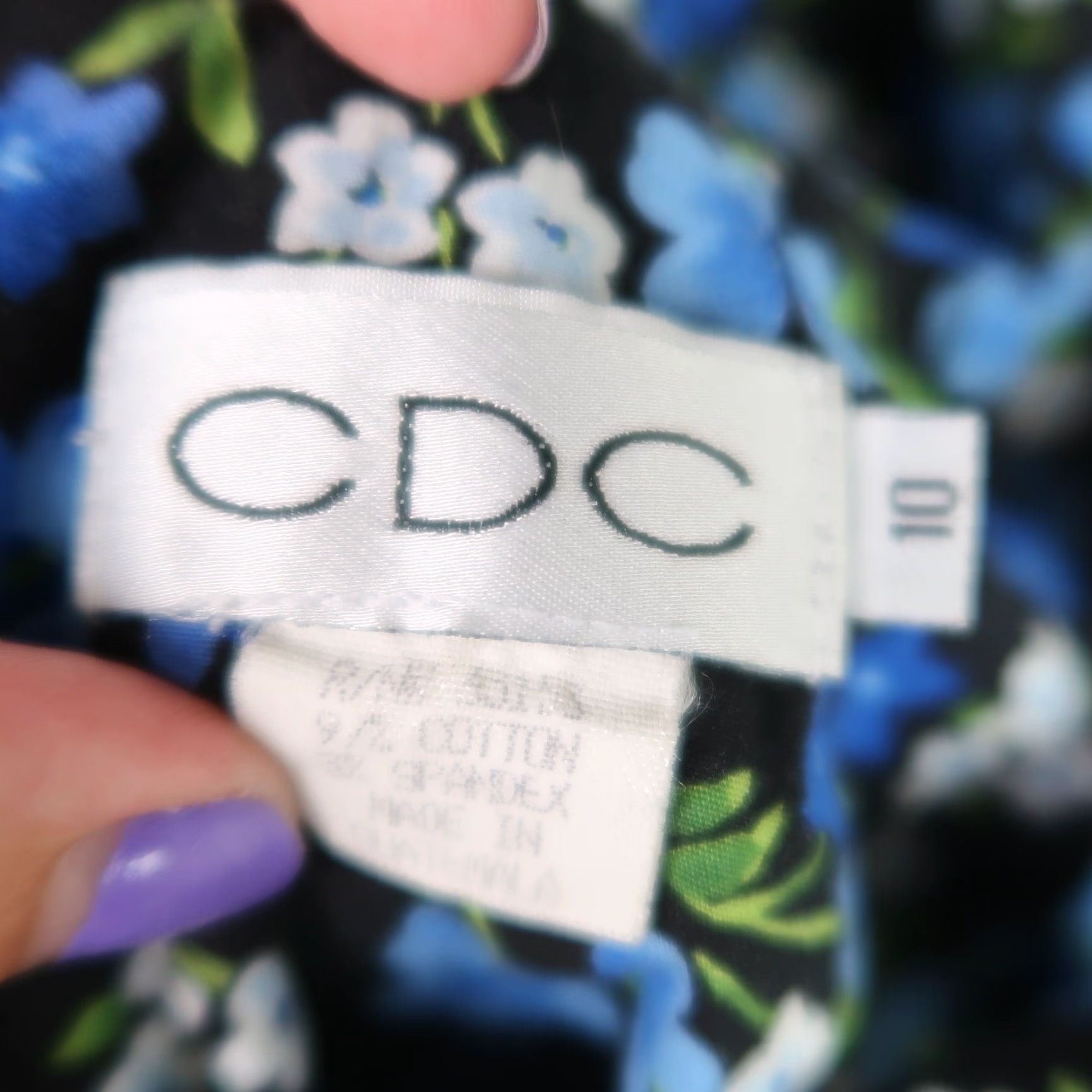 Vintage **Vintage 90s CDC Black and Blue Floral Print Mini Dress Size 10** User: Vintage 90s CDC Black and Blue Floral Print Mini Dress Size 10 Size L / US 10 / IT 46 - 5 Thumbnail
