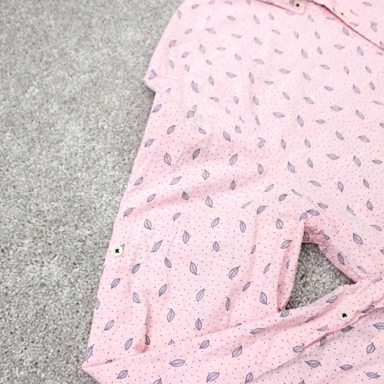 Zara Zara Shirt Mens Large Pink Relaxed Geometric AOP Button-Up Long Sleeve Cotton L/S Printed Leaves Flower Mermaid Print Holiday Casual Daywear Size US L / EU 52-54 / 3 - 7 Thumbnail