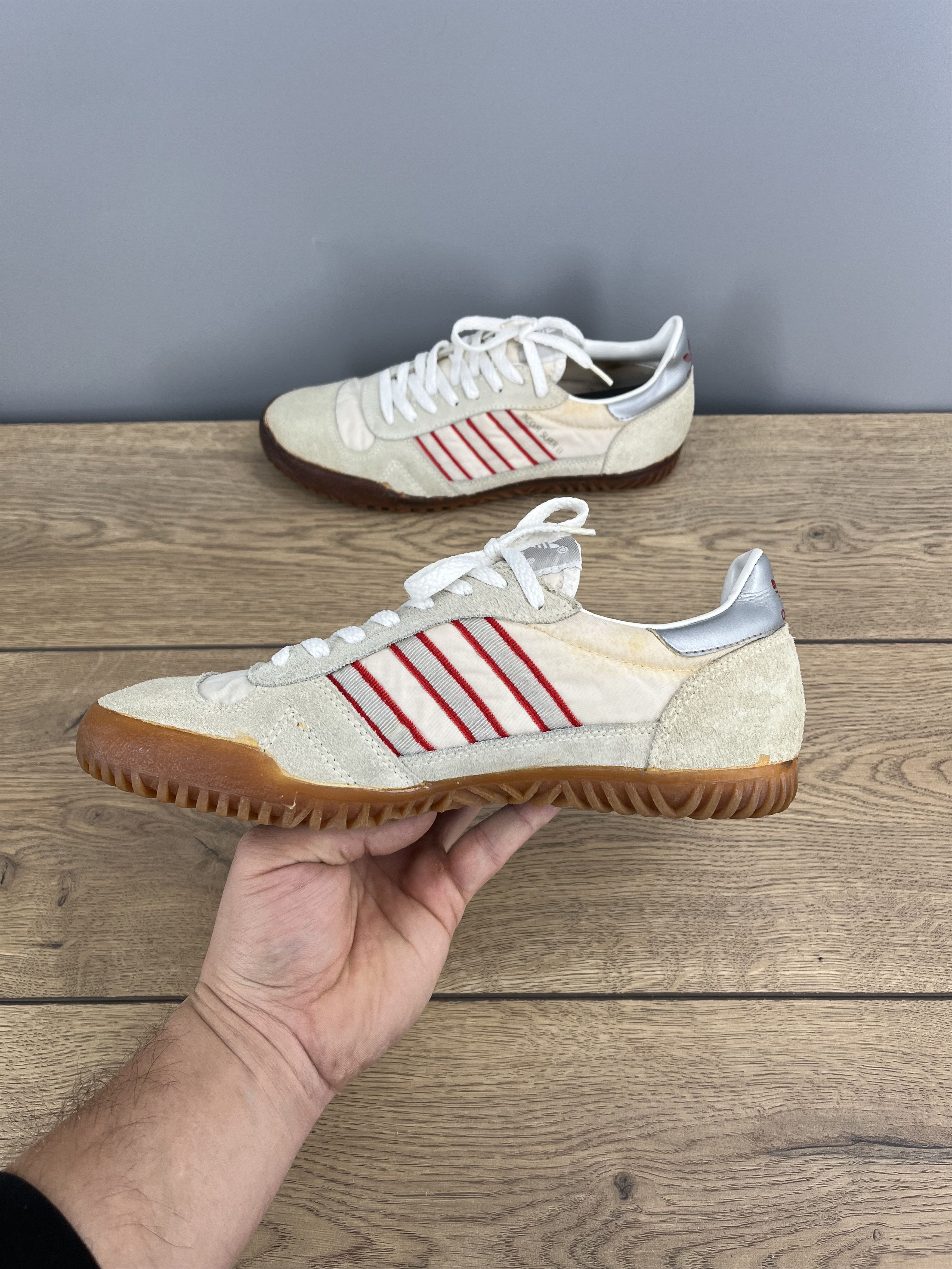 Adidas adidas Indoor Super II Vintage Suede Sneakers Cream Red Size US 7 / IT 37 - 12 Thumbnail