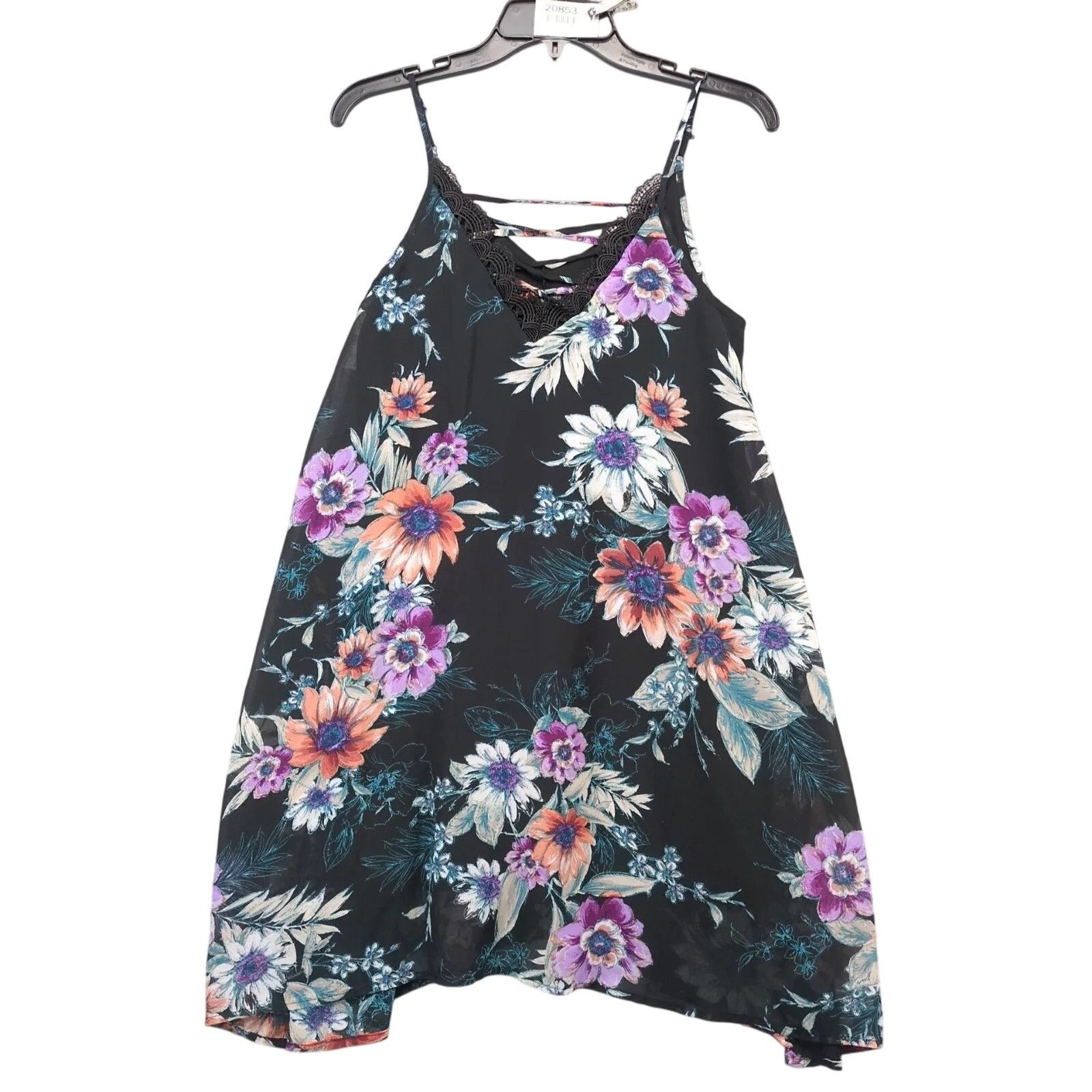 Other Jodi Kristopher Black Floral Babydoll Slip Dress Sz XS Lace Size XS / US 0-2 / IT 36-38 - 1 Thumbnail