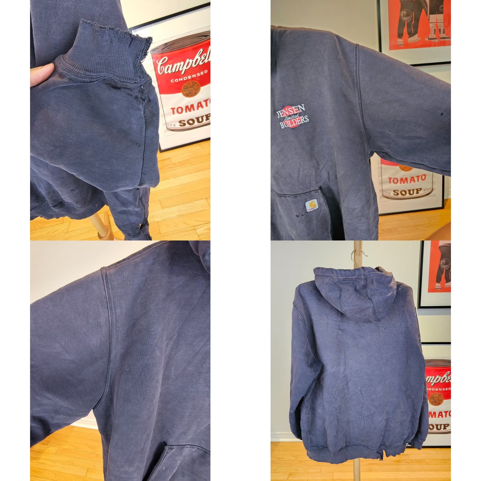 Carhartt VINTAGE Carhartt Hoodie XL Black Distressed Worn Cross Chest 27 INCH Cross Shoulder 23 INCH Men Pullover See Detail Size US XL / EU 56 / 4 - 10 Thumbnail