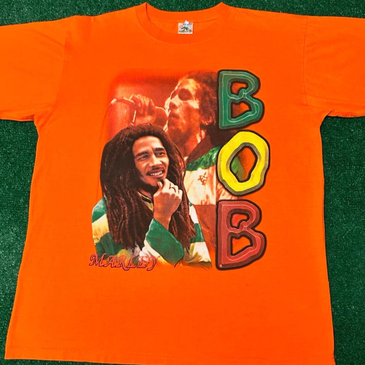Vintage VINTAGE Bob Marley Double-Sided Rap Tee Shirt XL Mens Orange 90s 420 Rasta 1990s T-Shirt Size US XL / EU 56 / 4 - 4 Thumbnail