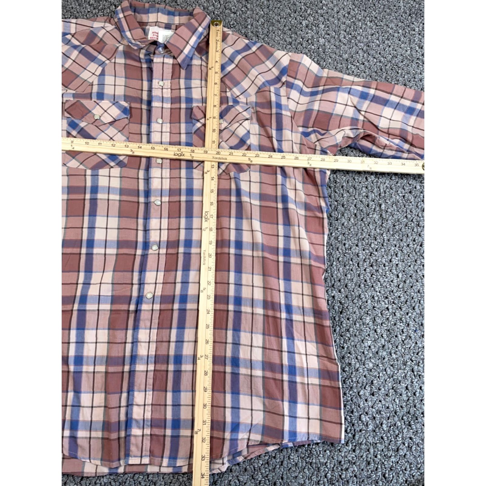 Vintage VINTAGE 80s Western Style Shirt Plaid Brown Lightweight Snap Button Long Sleeve Collared 3XL Mens Shirt Size US XXL / EU 58 / 5 - 5 Thumbnail