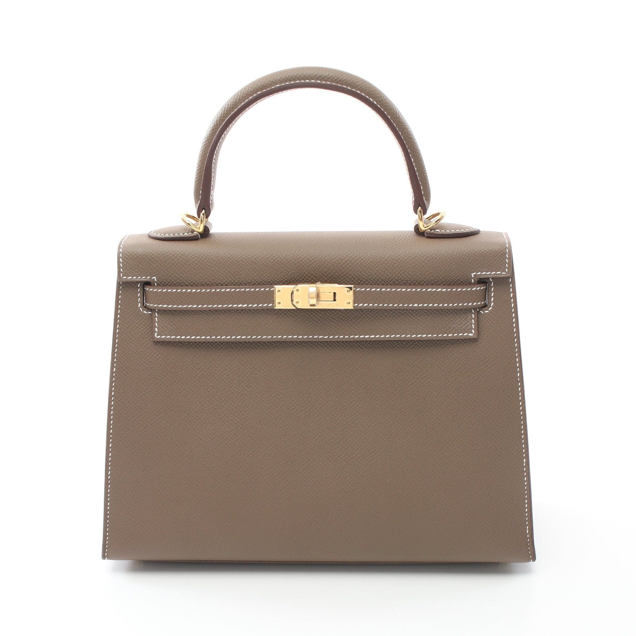 Hermes Hermes Kelly 25 Handbag Veau Epsom Gray Brown Gold Hardware Double Engraved Size ONE SIZE - 1 Thumbnail