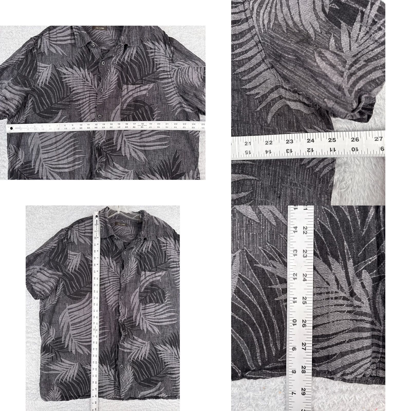 Tasso Elba Tasso Elba Shirt Adult 2XL Gray Floral Palm Leaf Button Up Silk Blend Size US XXL / EU 58 / 5 - 8 Thumbnail