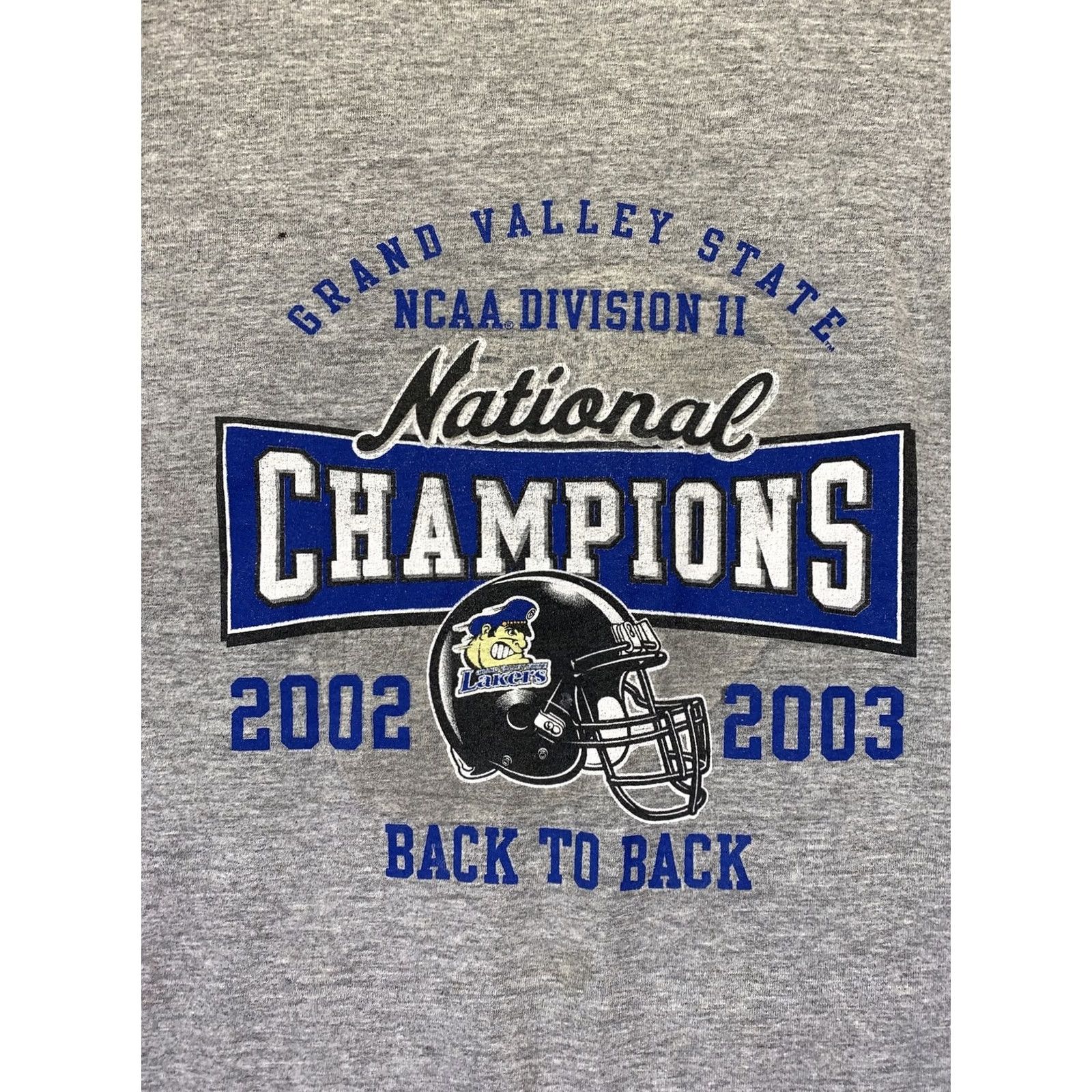 Vintage VINTAGE Gear For Sports T-Shirt Men Short Sleeve Crew Neck Gray 2003 Y2K Grand Valley State National Champions Cotton Blend Shirt Size US M / EU 48-50 / 2 - 2 Thumbnail