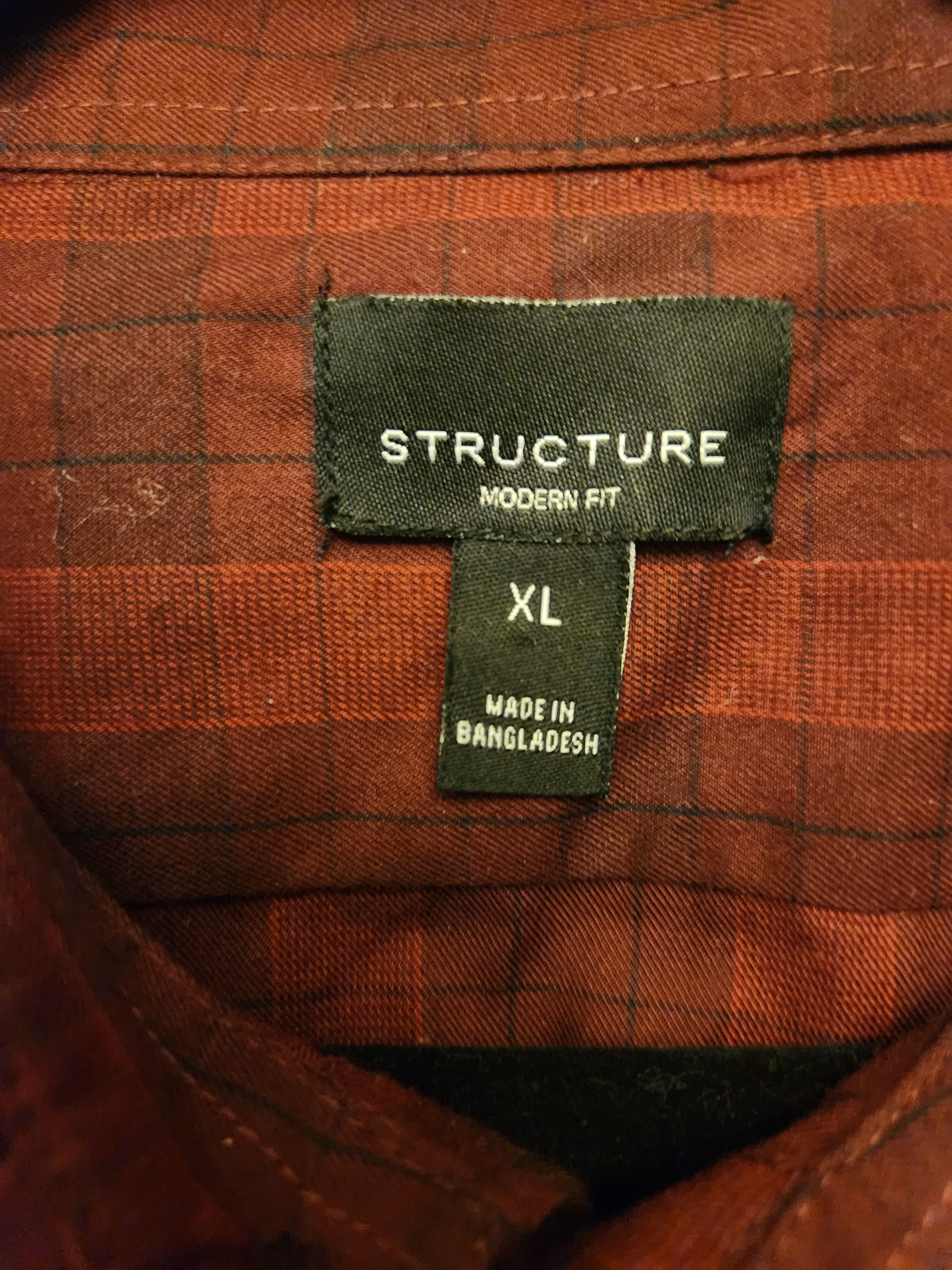 Structure Cotton Blend Red Plaid Long Sleeve Shirts Size US XL / EU 56 / 4 - 3 Thumbnail