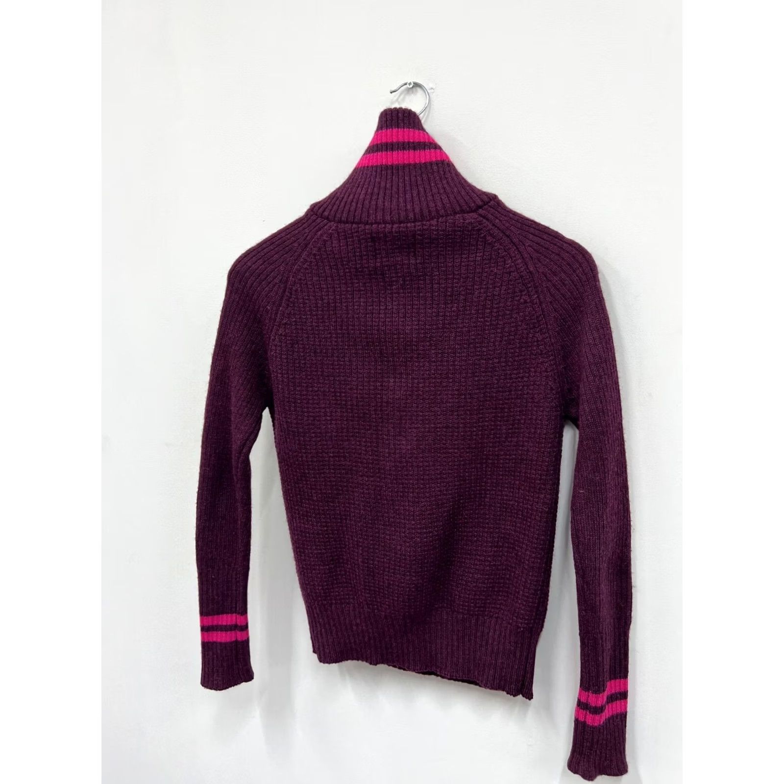 Vintage Devold Varde Zip Neck Plum Sweater XS Womens Cardigan Wool High Neck Sweatshirt Size XS / US 0-2 / IT 36-38 - 8 Thumbnail