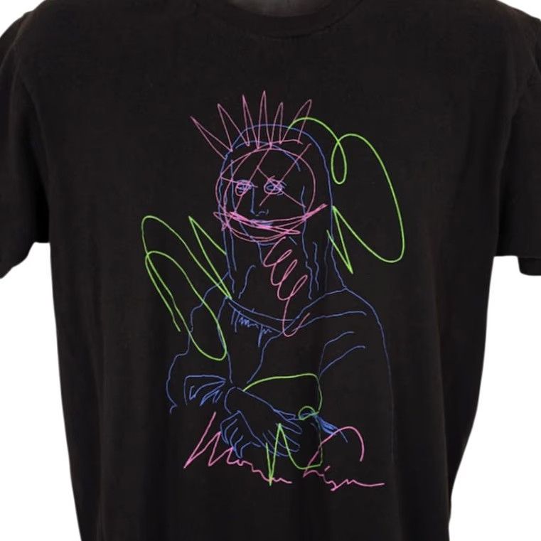 Vintage Mona Lisa T Shirt Mens Size Large Black Leonardo Da Vinci Universal Man Art Tee Size US L / EU 52-54 / 3 - 2 Thumbnail