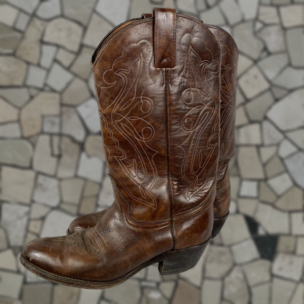 Durango VINTAGE Durango Boots Leather Cowboy Boots 8.5 Mens Womens Size 8.5 Leather Cowboy Boots 90s Event Durango Boots Vintage Leather Cowboy Boots Size US 9 / EU 42 - 1 Thumbnail