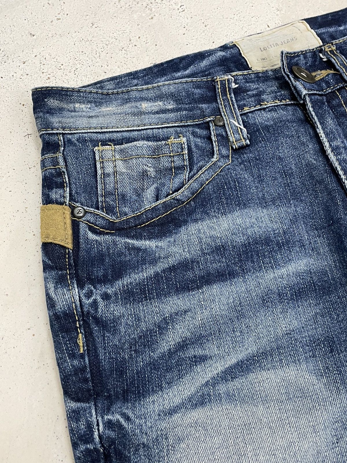 Designer Lolita Club Giraffe Distressed Whisker Style Japanese Denim Size US 29 - 6 Thumbnail
