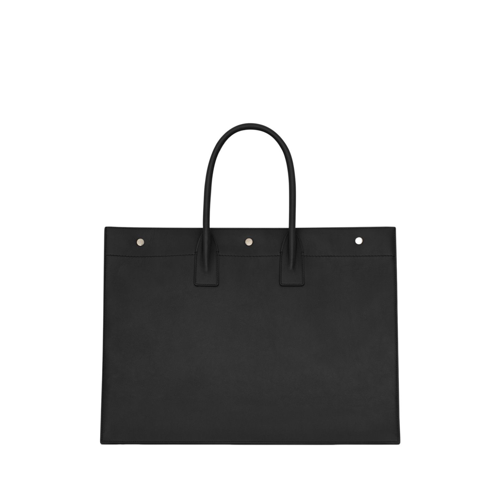 SAINT LAURENT Rive Gauche $2400 Black Smooth Leather Large T