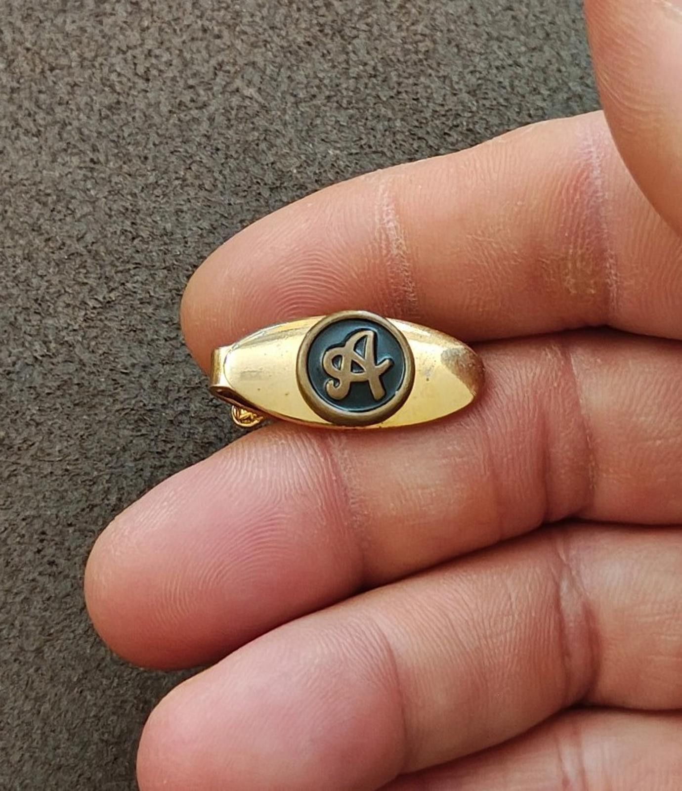 Other 1950s/60s Gold Tone Black Enamel Monogram Initial A Tie Clip Size ONE SIZE - 3 Thumbnail