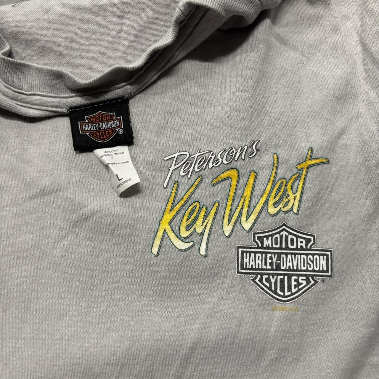 Harley Davidson × Vintage Crazy Vintage Y2K/2000s Grey Harley Davidson Key West Sea Turtle Graphic Tee! Size US L / EU 52-54 / 3 - 4 Thumbnail