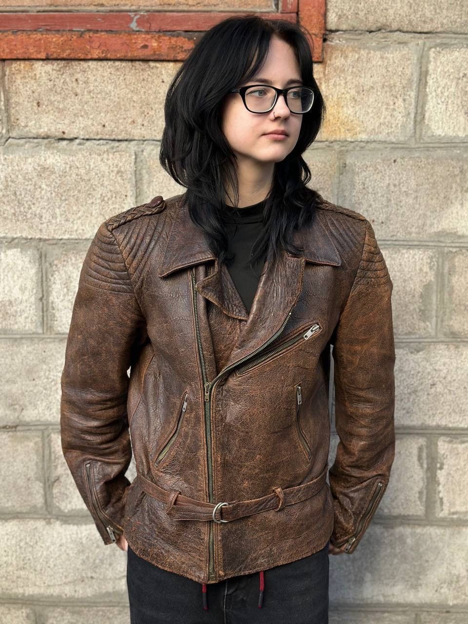 Leather VTG Mans Leather Jacket 80-70s Dark Brown Size M Y2K Trashed Size US M / EU 48-50 / 2 - 1 Thumbnail