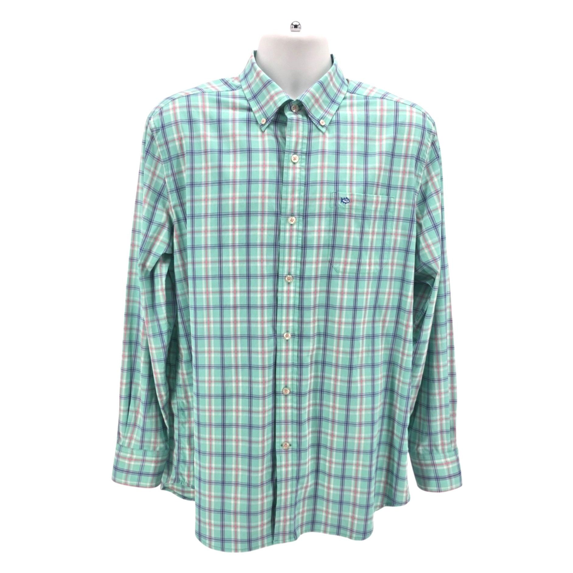 Southern Tide Southern Tide Performance Mens Large Shirt Nylon Plaid Paste Size US L / EU 52-54 / 3 - 1 Thumbnail