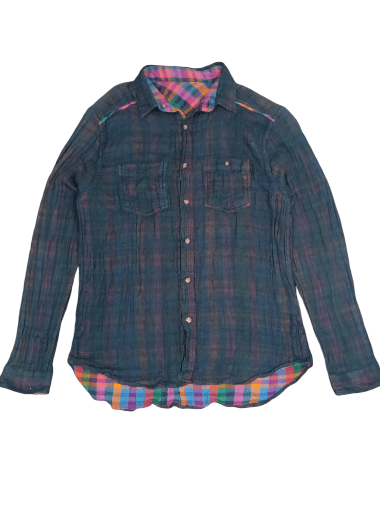 Japanese Brand Crazy Button Shirt A reversible black or rainbow Size US M / EU 48-50 / 2 - 3 Thumbnail