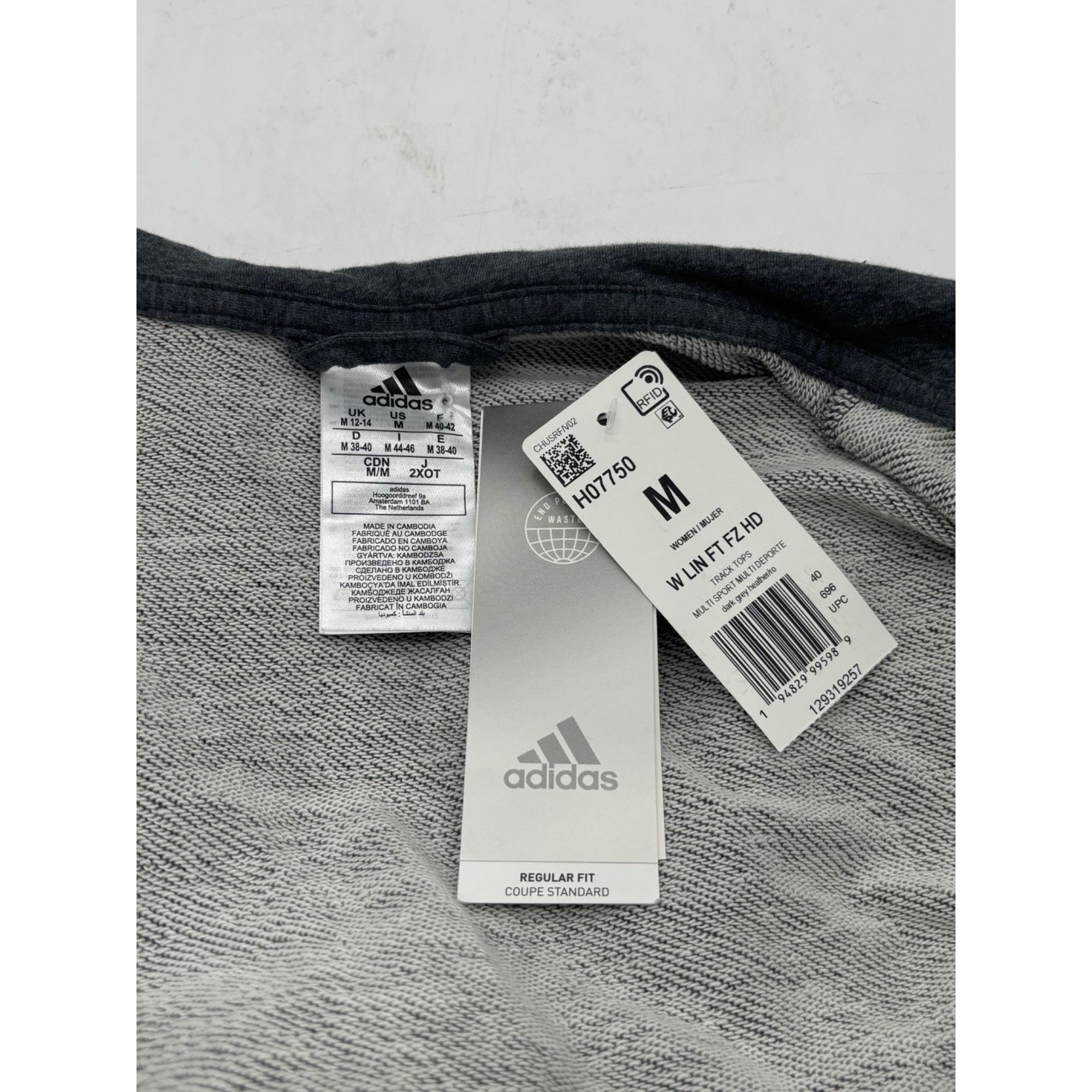 Adidas Adidas Women’s Linear Full Zip French Terry Hoodie, Dark Hea Size M / US 6-8 / IT 42-44 - 12 Thumbnail