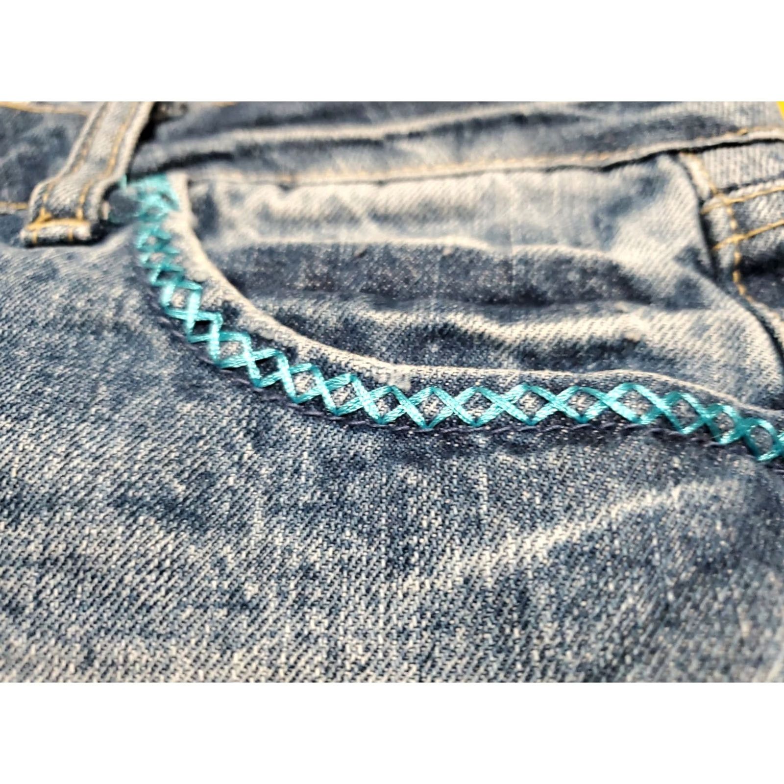 Vintage I Love H81 Embroidered Distressed Women's Jean Shorts Sz 25 Blue Cotton Button Shorts Juniors Women 2in Inseam Size 42" / US 20 - 6 Thumbnail