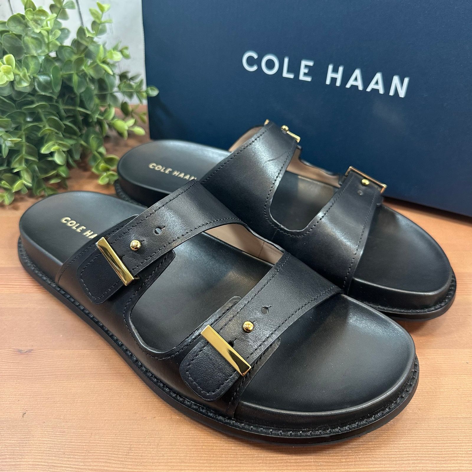 Cole Haan Cole Haan Marisol Footbed Sandals Black Leather Size 6 Size US 6 / IT 36 - 3 Thumbnail
