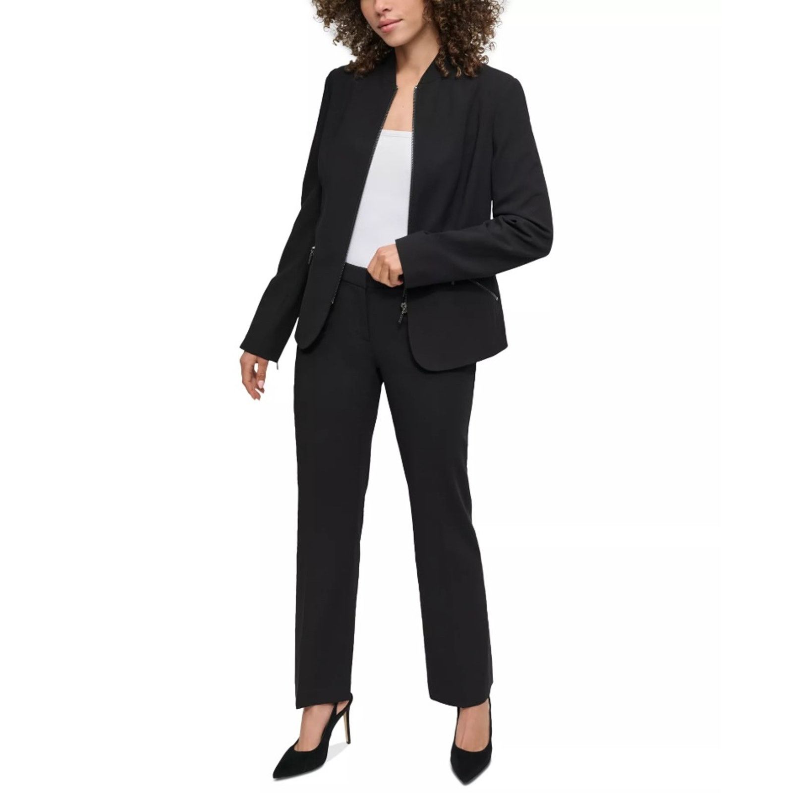 DKNY DKNY Women Black Zip-Pocket Long-Sleeve Jacket Size US 6 Size M / US 6-8 / IT 42-44 - 4 Thumbnail