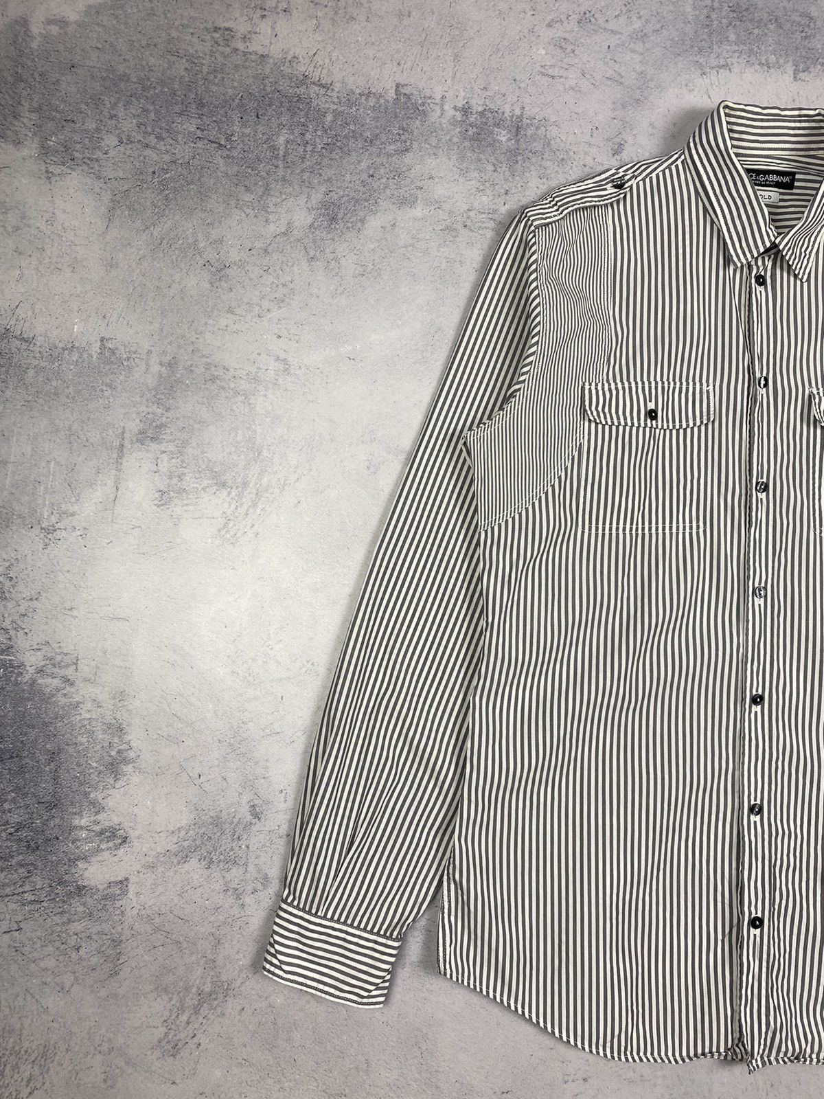 Dolce & Gabbana Dolce & Gabbana Gold Striped Button Up Long Sleeve Shirt Size US M / EU 48-50 / 2 - 5 Thumbnail