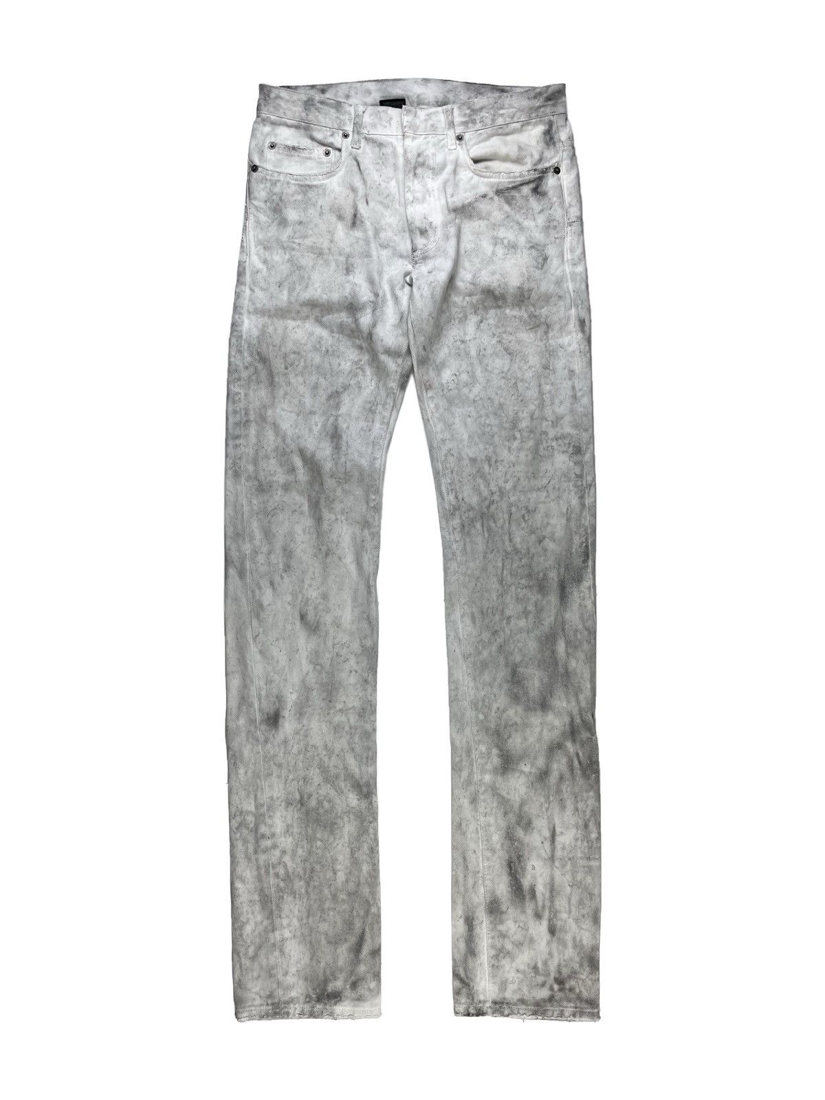image of Ss06 Dior Homme Dirty Snow Marble Denim Jeans in Grey, Men's (Size 29)