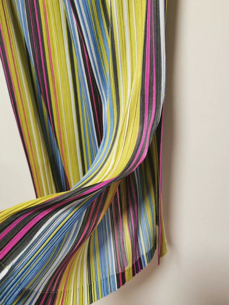 Issey Miyake Issey Miyake size:2 Colorful striped pleated wide-leg pant Size 23" - 3 Thumbnail