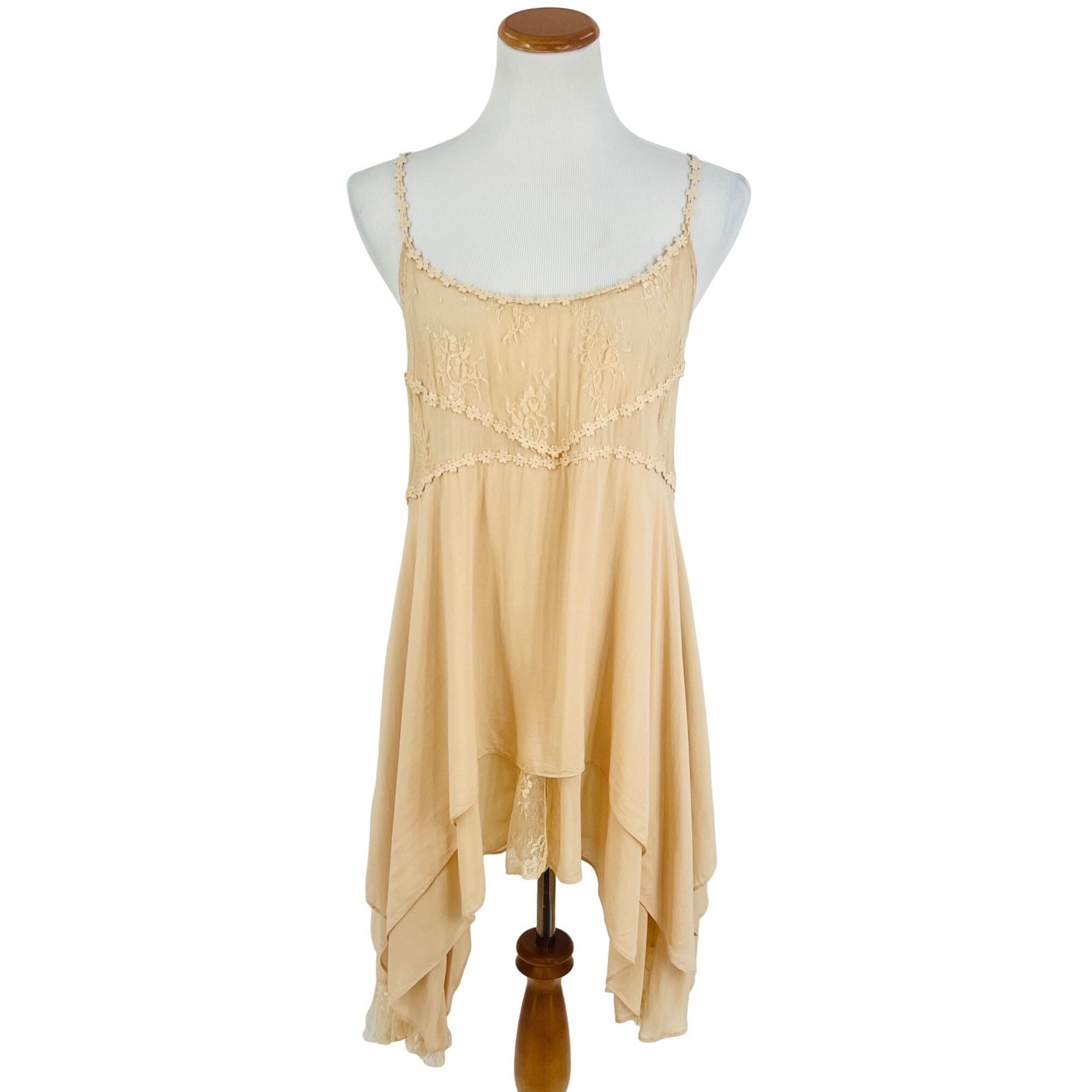 Free People RARE Free People Pieced Together Mini Slip Dress Tunic | Gru Size L / US 10 / IT 46 - 2 Thumbnail