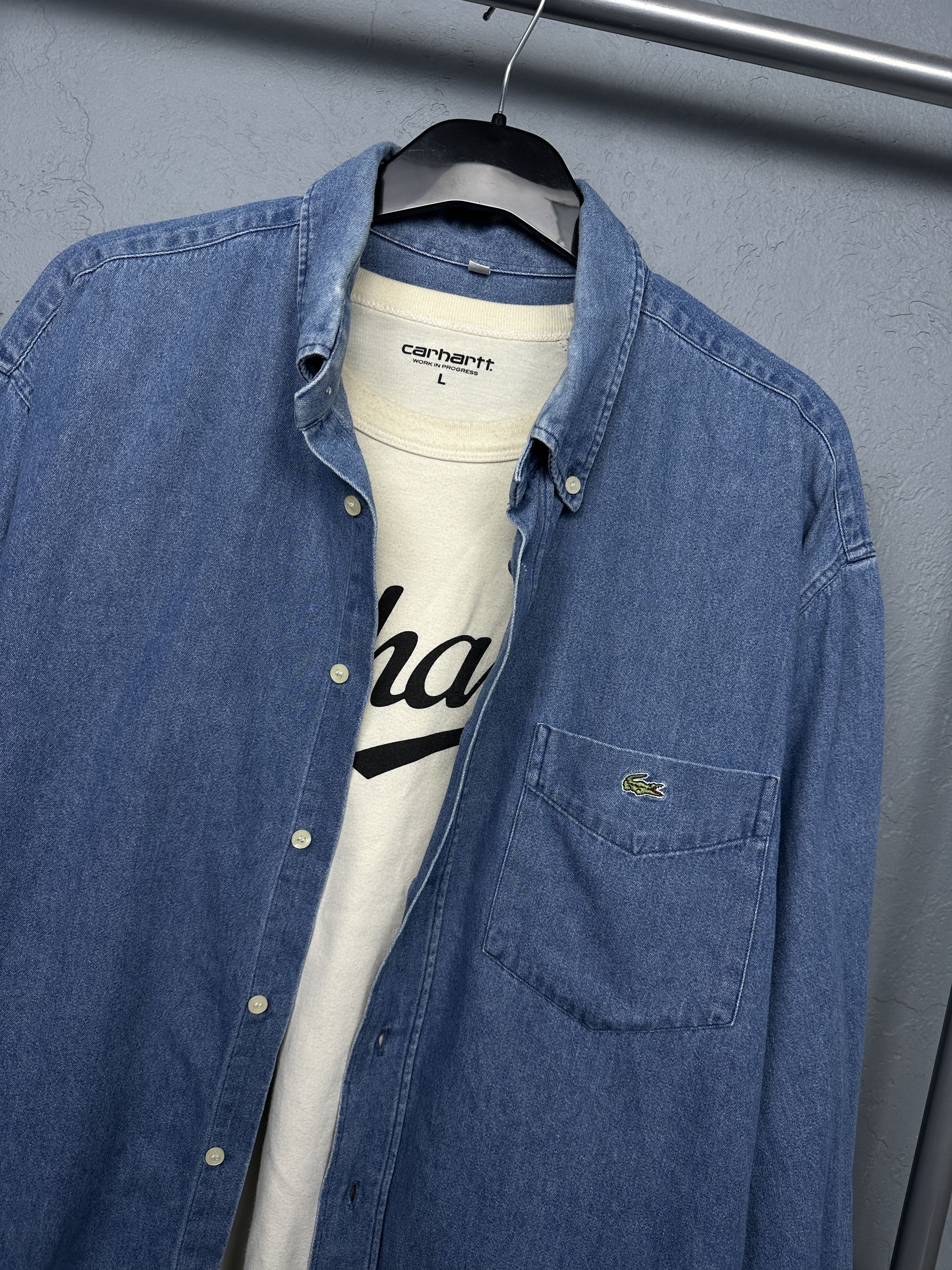 Lacoste Lacoste Vintage Mens Denim Long Sleeve Shirt Size US XL / EU 56 / 4 - 2 Thumbnail