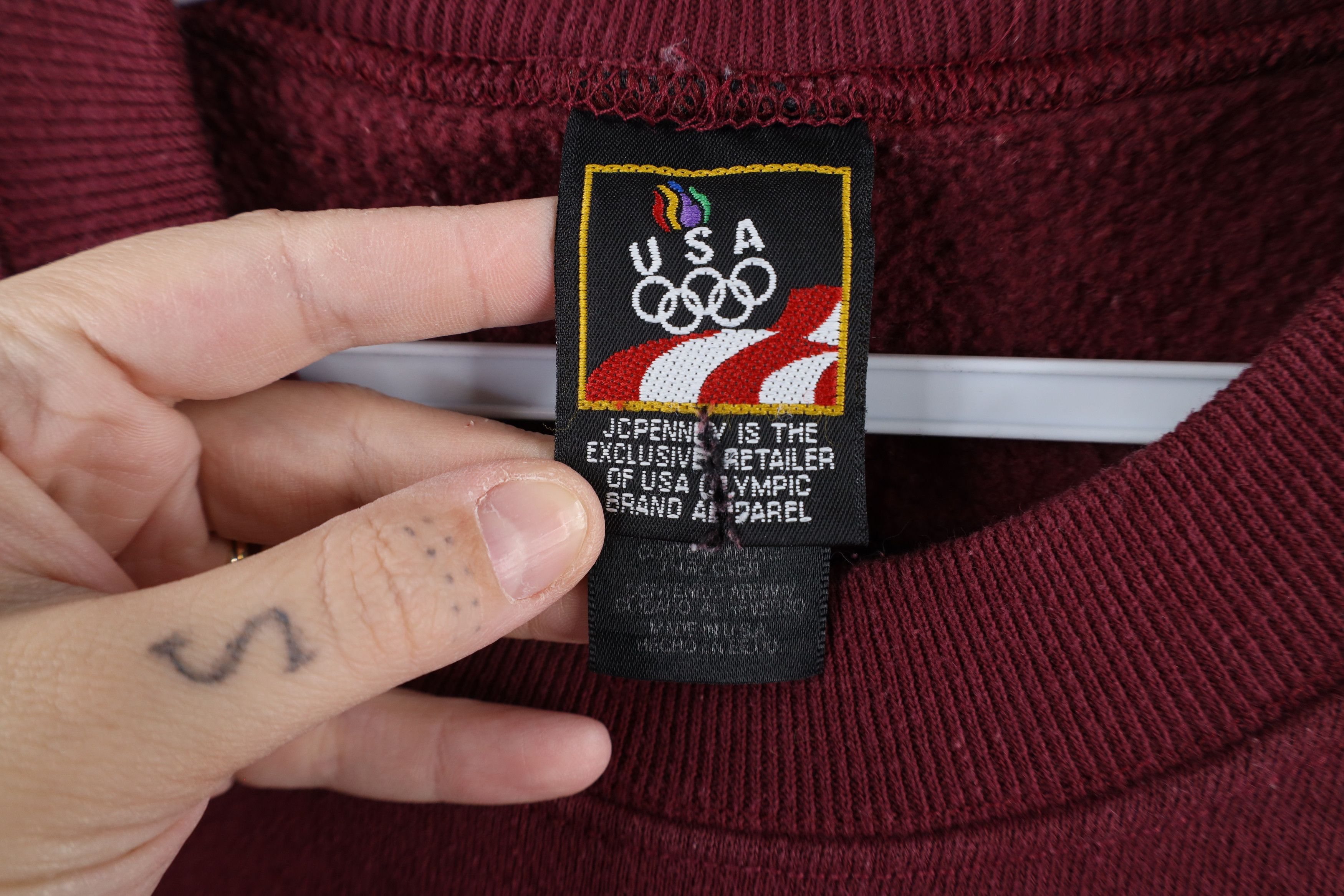 Vintage Vintage 90s USA Olympics Crewneck Sweatshirt Burgundy USA Size US XL / EU 56 / 4 - 6 Thumbnail