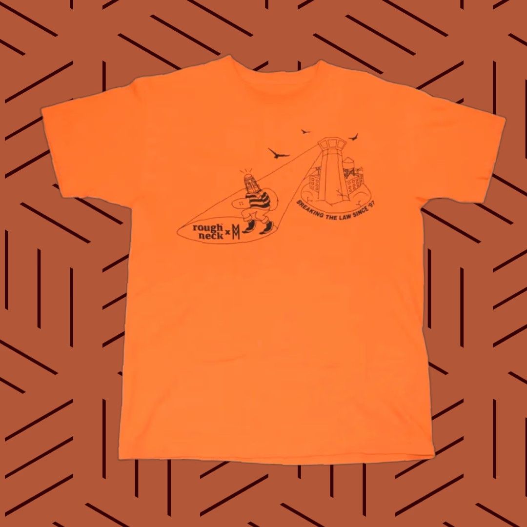 Vintage VINTAGE Roughneck Hardware x Mueller Studios Skate Shirt Mens M Orange 2000s 90s Collaboration Logo Graphic Shirt Streetwear Size US M / EU 48-50 / 2 - 1 Thumbnail