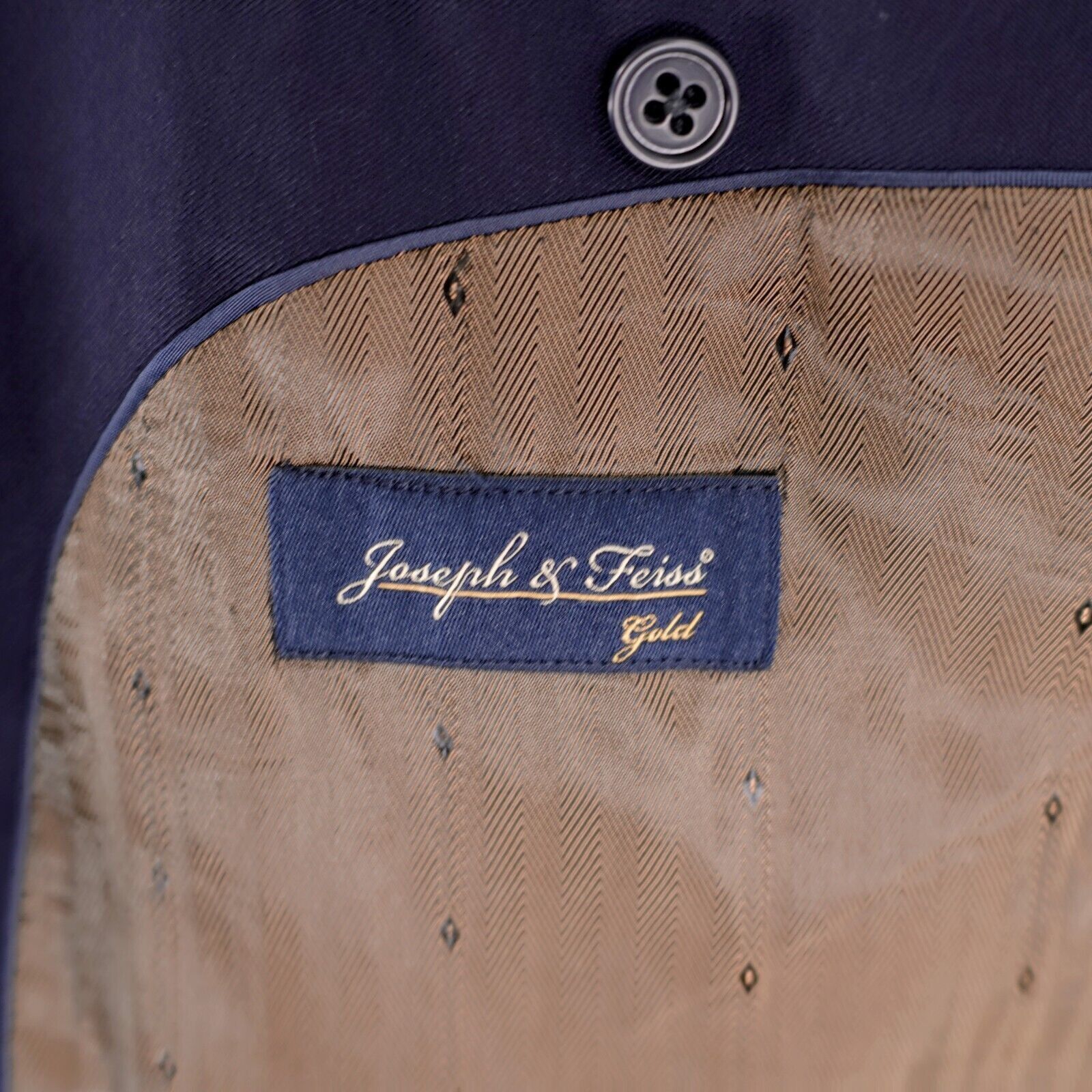 Joseph & Feiss Joseph & Feiss Gold Wool Blue 2 Button Blazer 46L Or Slim 48 Size 46L - 9 Thumbnail