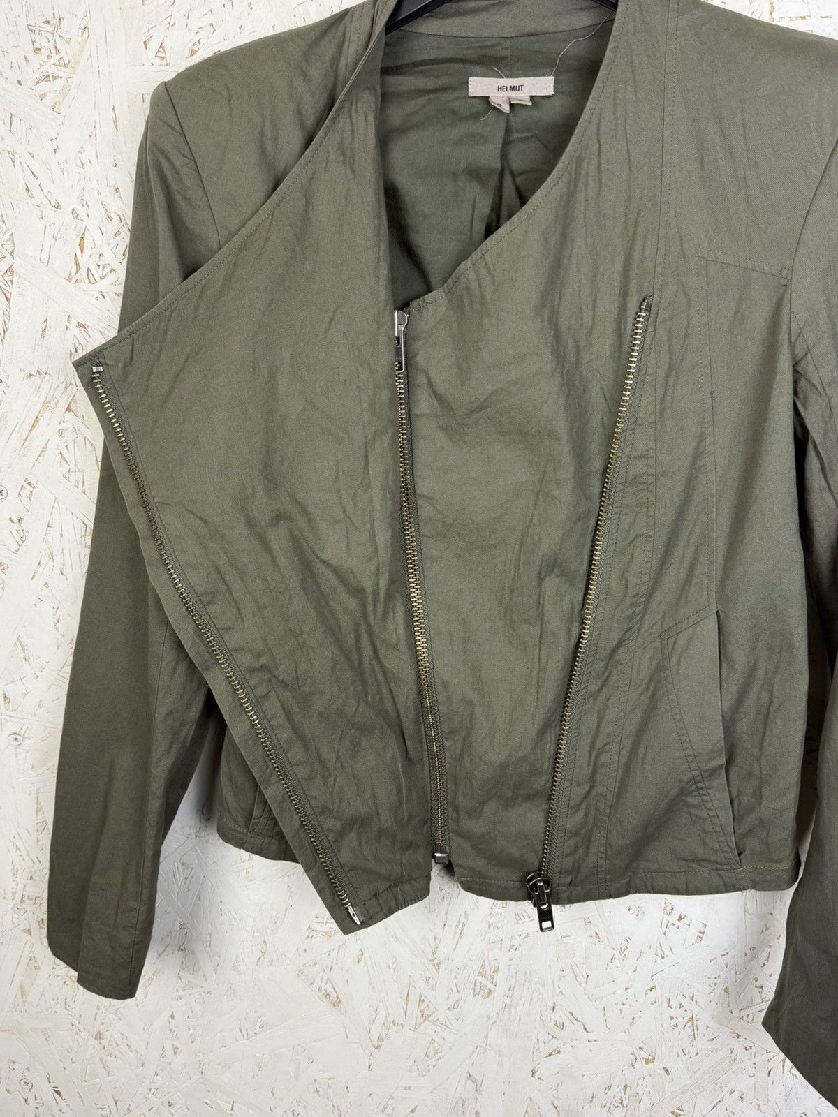 Helmut Lang Helmut Lang Draped Cotton Biker Jacket In Green Size S Size S / US 4 / IT 40 - 4 Thumbnail