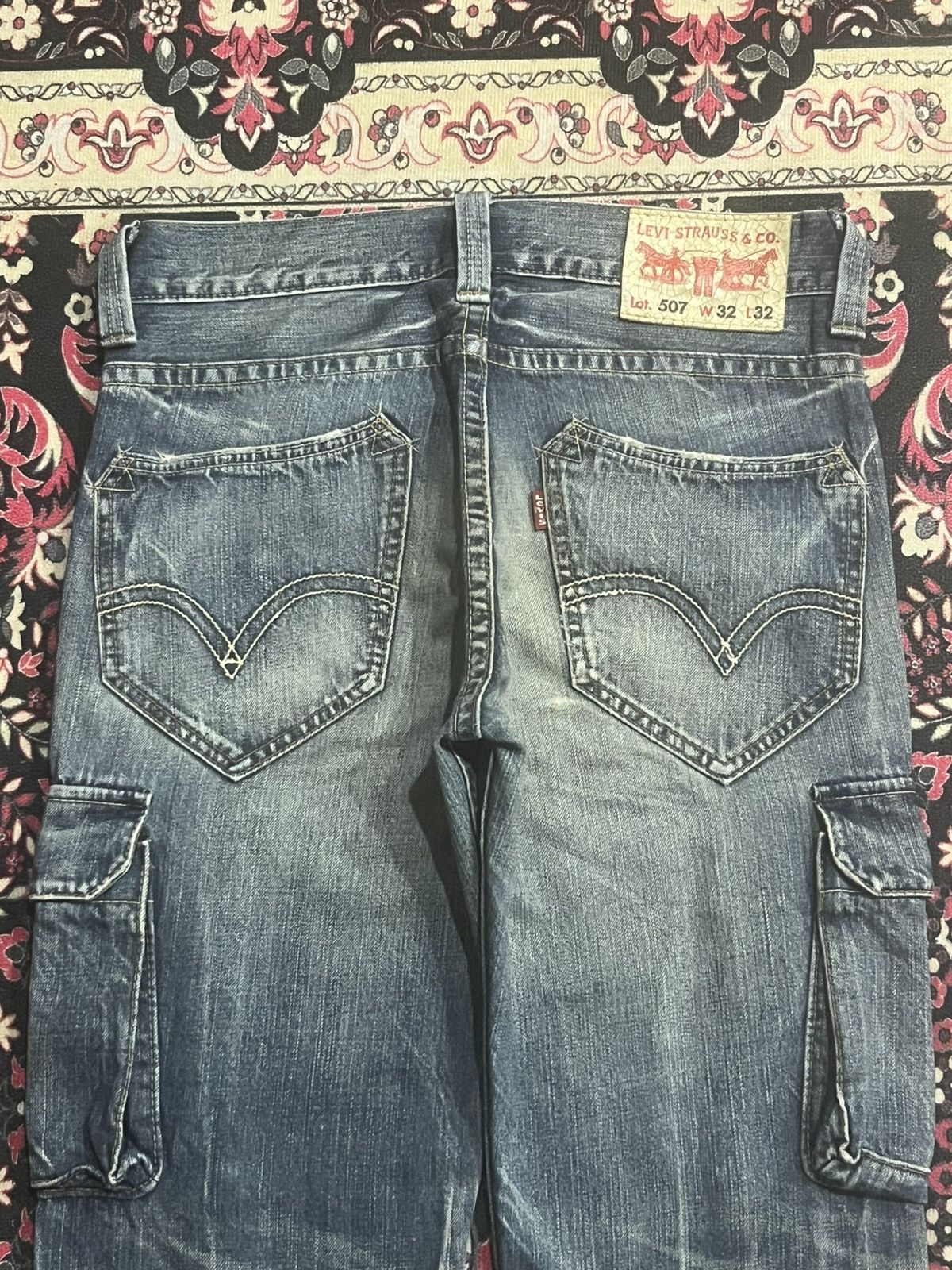 Levi's Levi’s 507 Japan Alluring Blue Washed Cargo Flare Jeans Size US 32 / EU 48 - 8 Thumbnail
