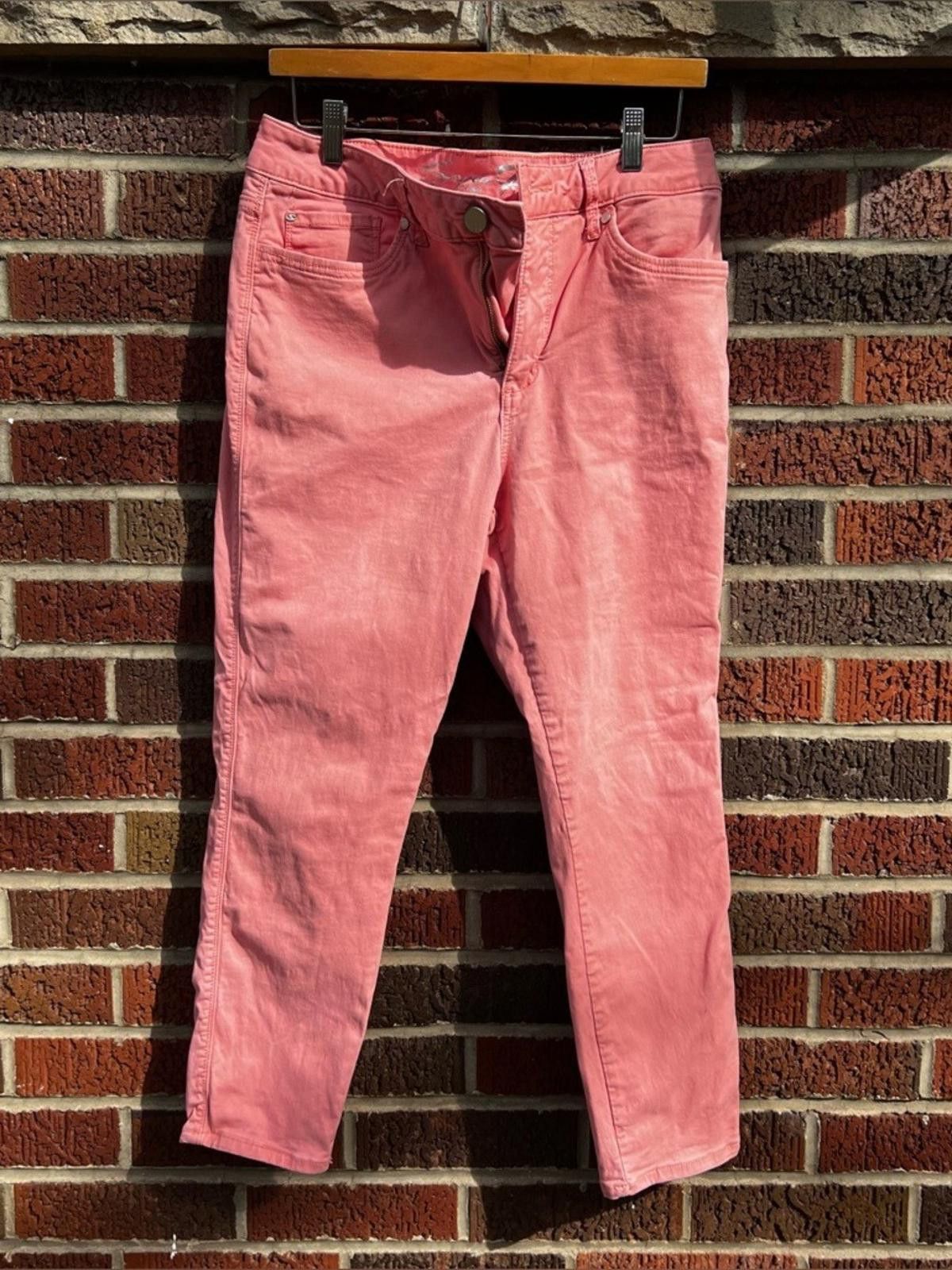 Seven 7 Seven7 Coral Pink High Rise Skinny Crop Denim Jeans Size 34" / US 12 / IT 48 - 1 Thumbnail